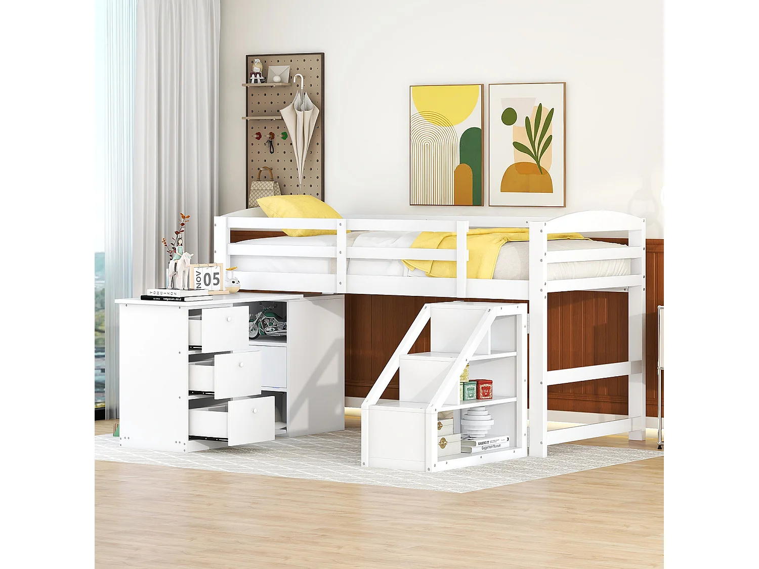 Lit gigogne cabane - 2 x 90 x 190 cm - Beige- Sweiko