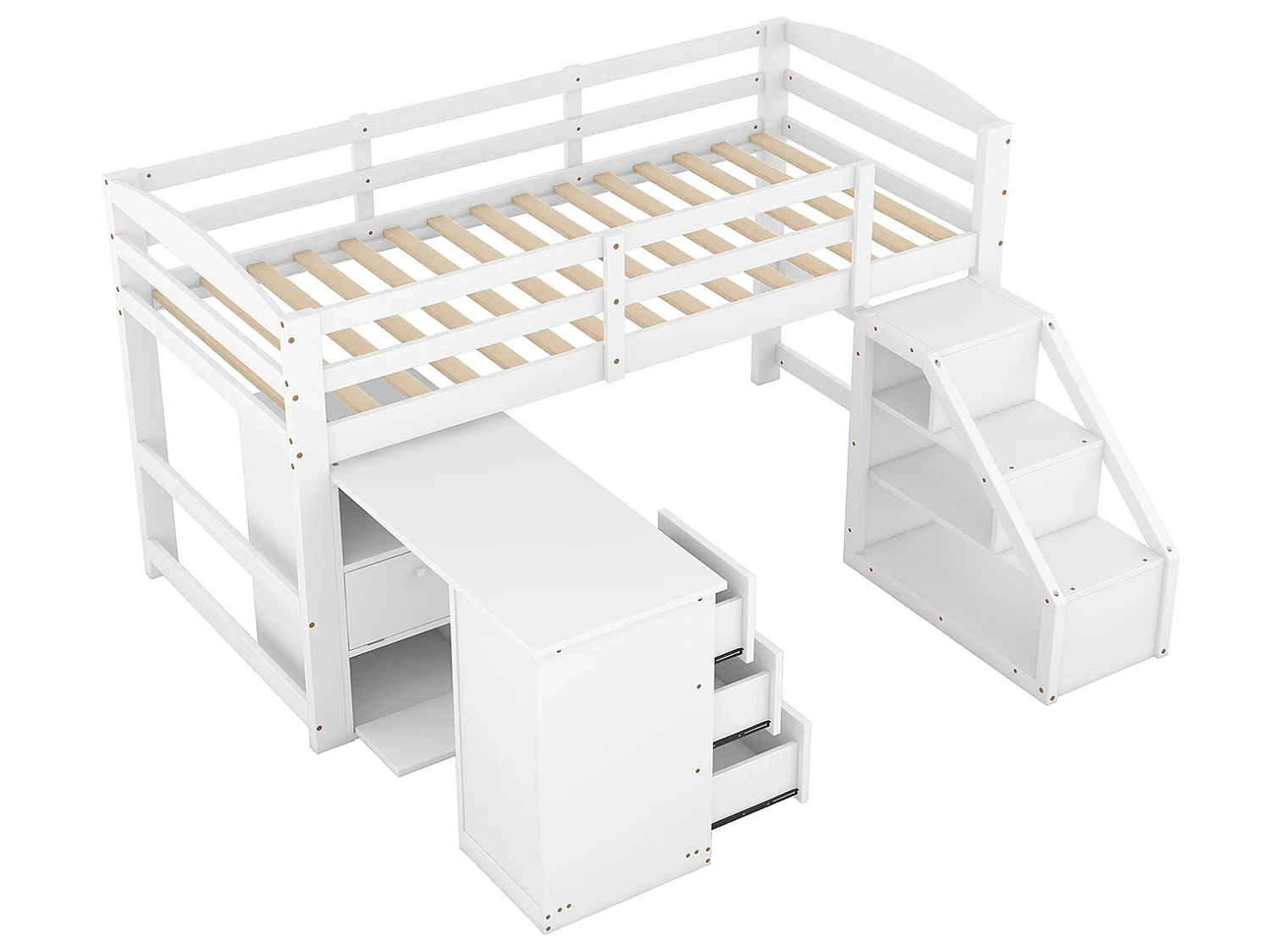 Lit gigogne cabane - 2 x 90 x 190 cm - Beige- Sweiko