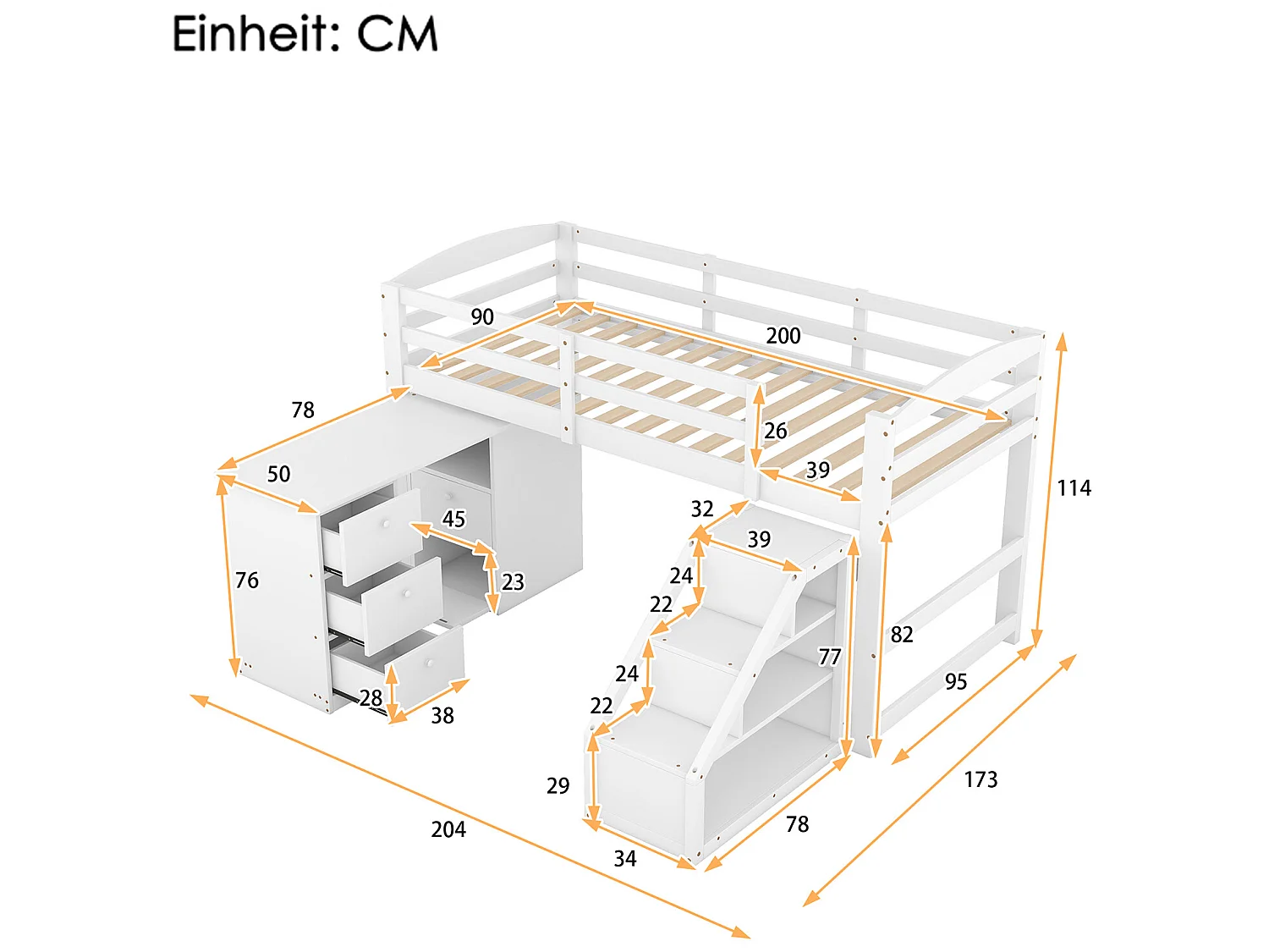 Lit gigogne cabane - 2 x 90 x 190 cm - Beige- Sweiko