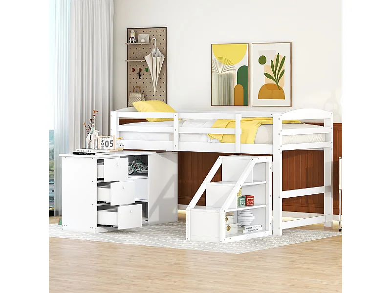 Lit gigogne cabane - 2 x 90 x 190 cm - Beige- Sweiko