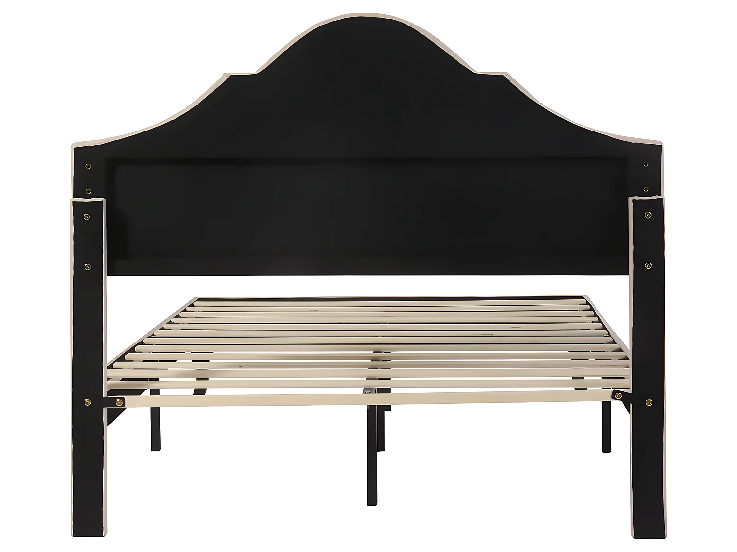 Lit adulte Lit capitonné 140x190 cm avec sommier à lattes - beige - Sweiko