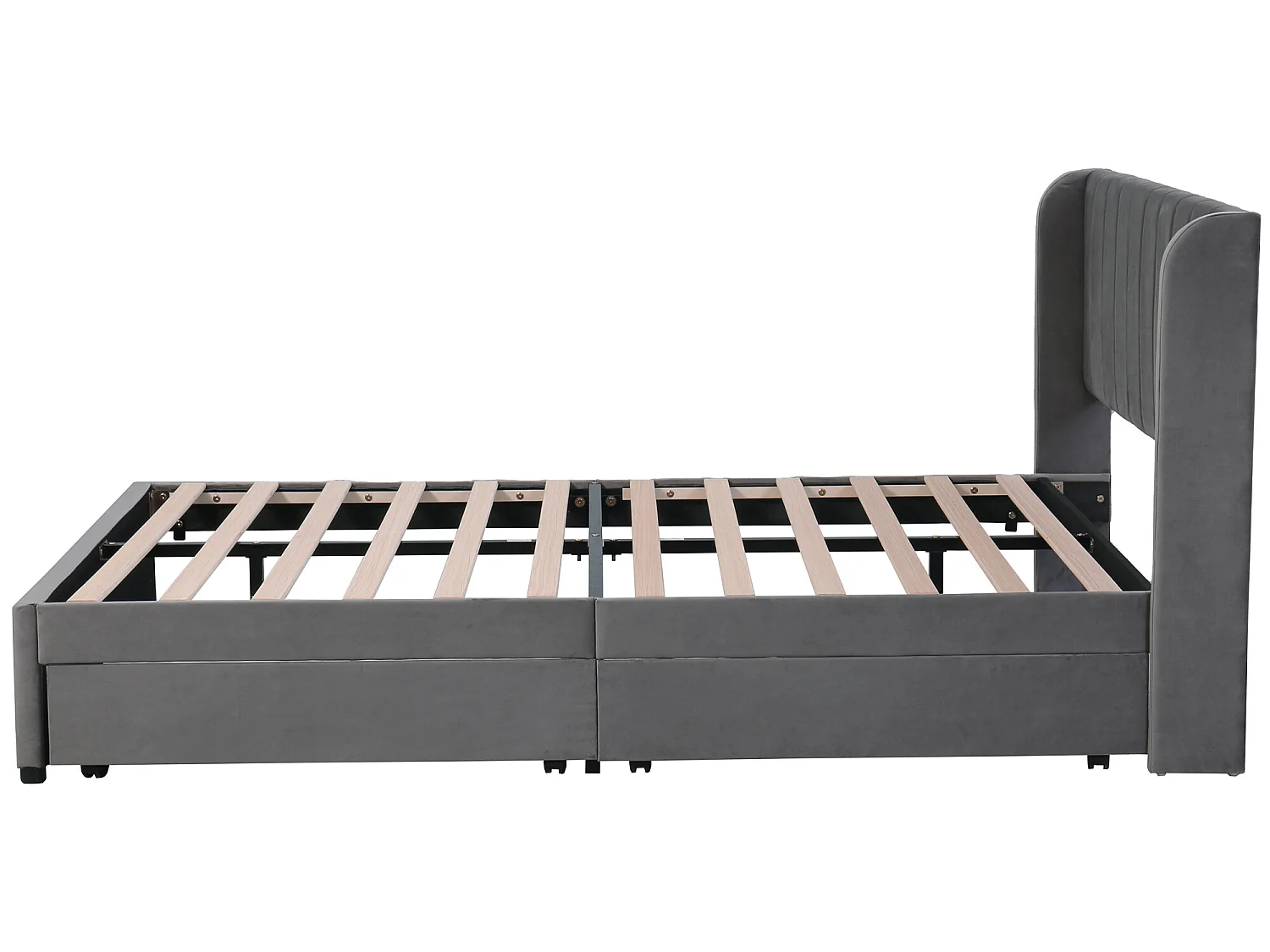 Lit avec 2 tiroirs - Gris - 140 x 200 cm - Sweiko