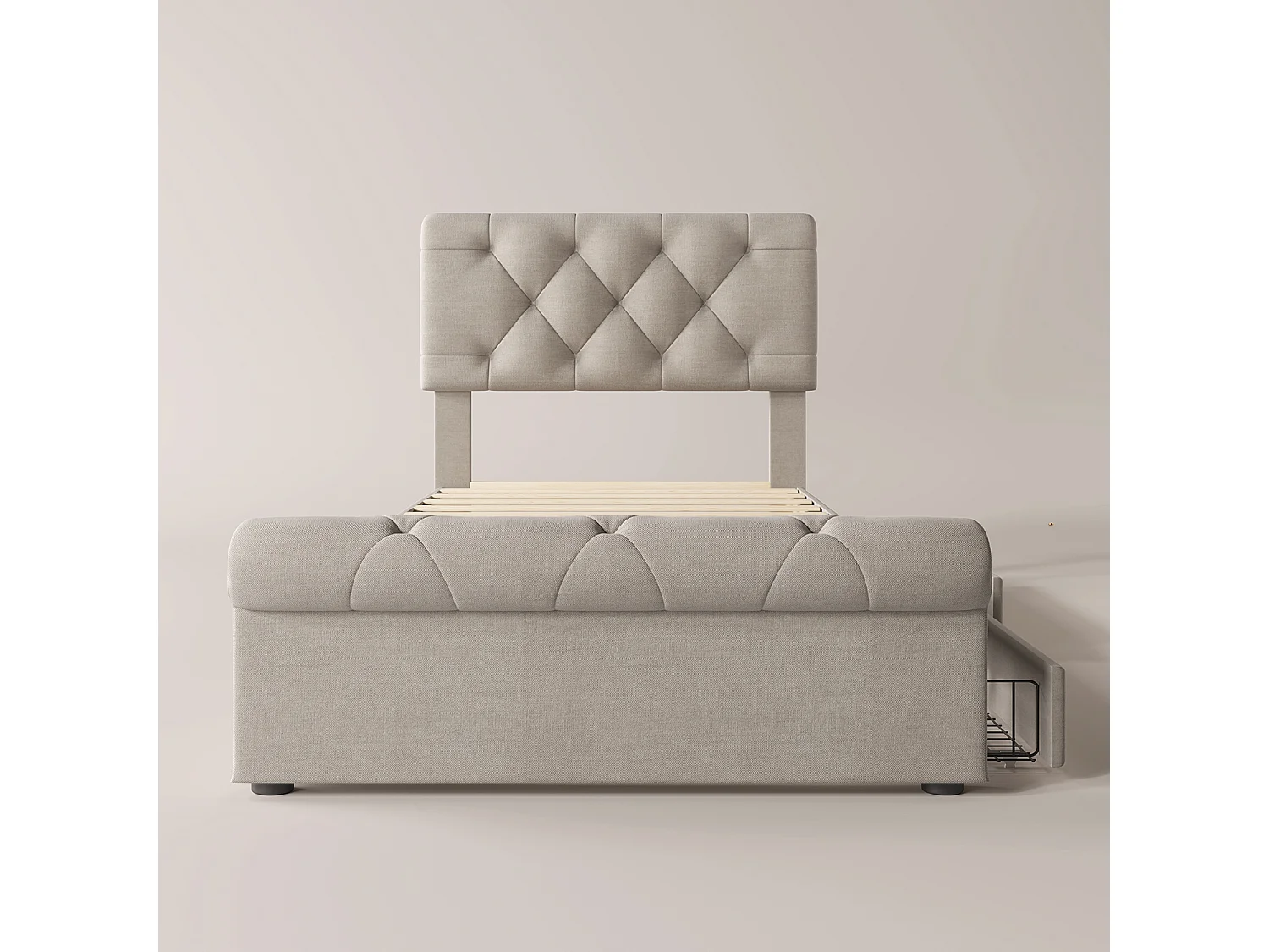 Lit avec tiroirs - avec 2 tiroirs Lit simple 90x200 cm sans matelas - Sweiko