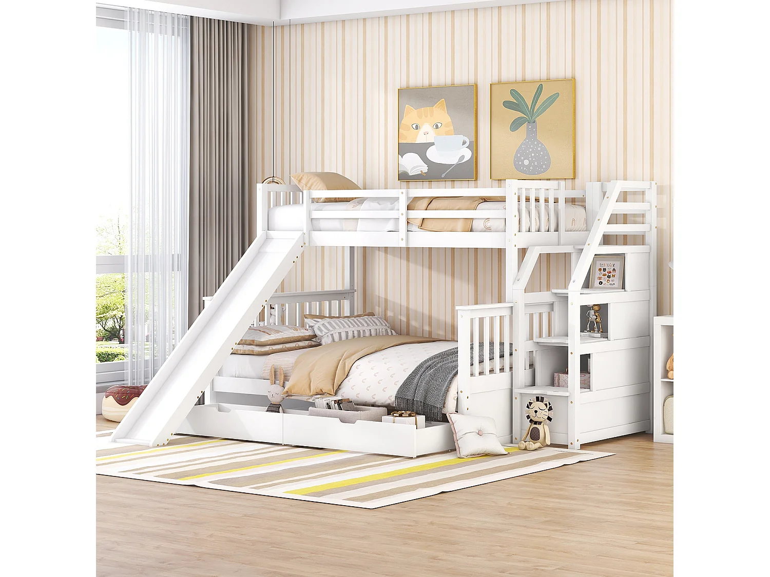 Lit gigogne cabane - 2 x 90 x 190 cm - Gris- Sweiko