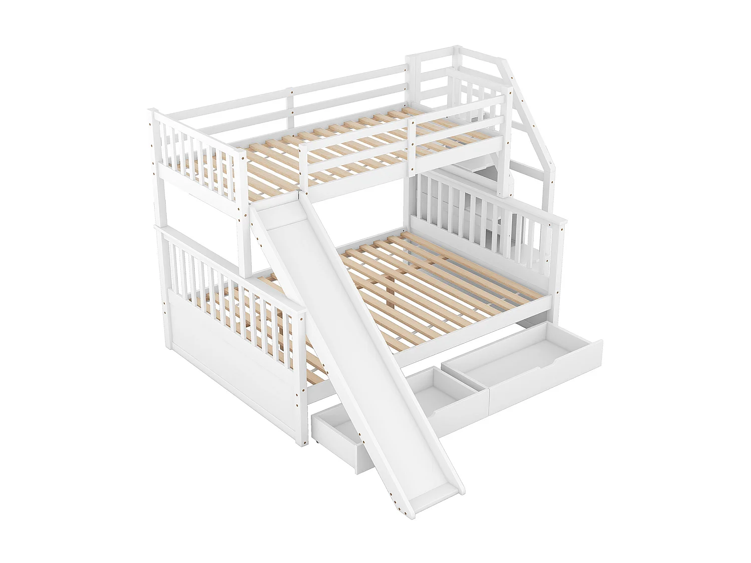 Lit gigogne cabane - 2 x 90 x 190 cm - Gris- Sweiko