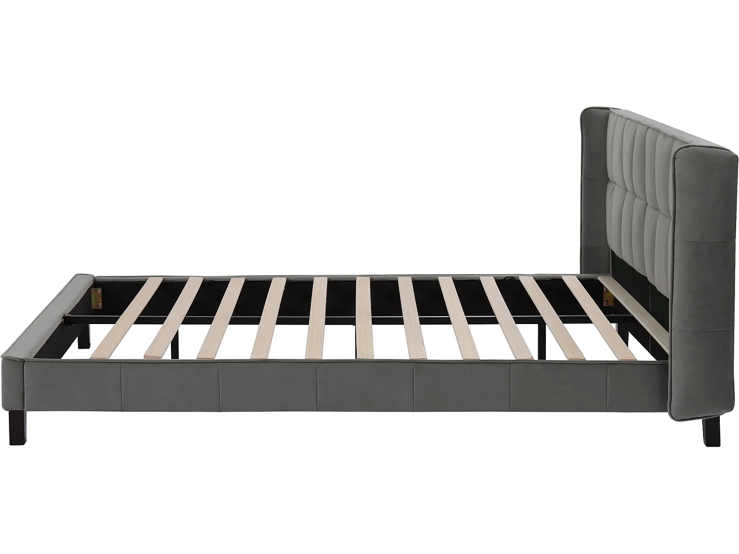 Lit adulte Lit rembourré 180 x 200 - velours, gris - Sweiko