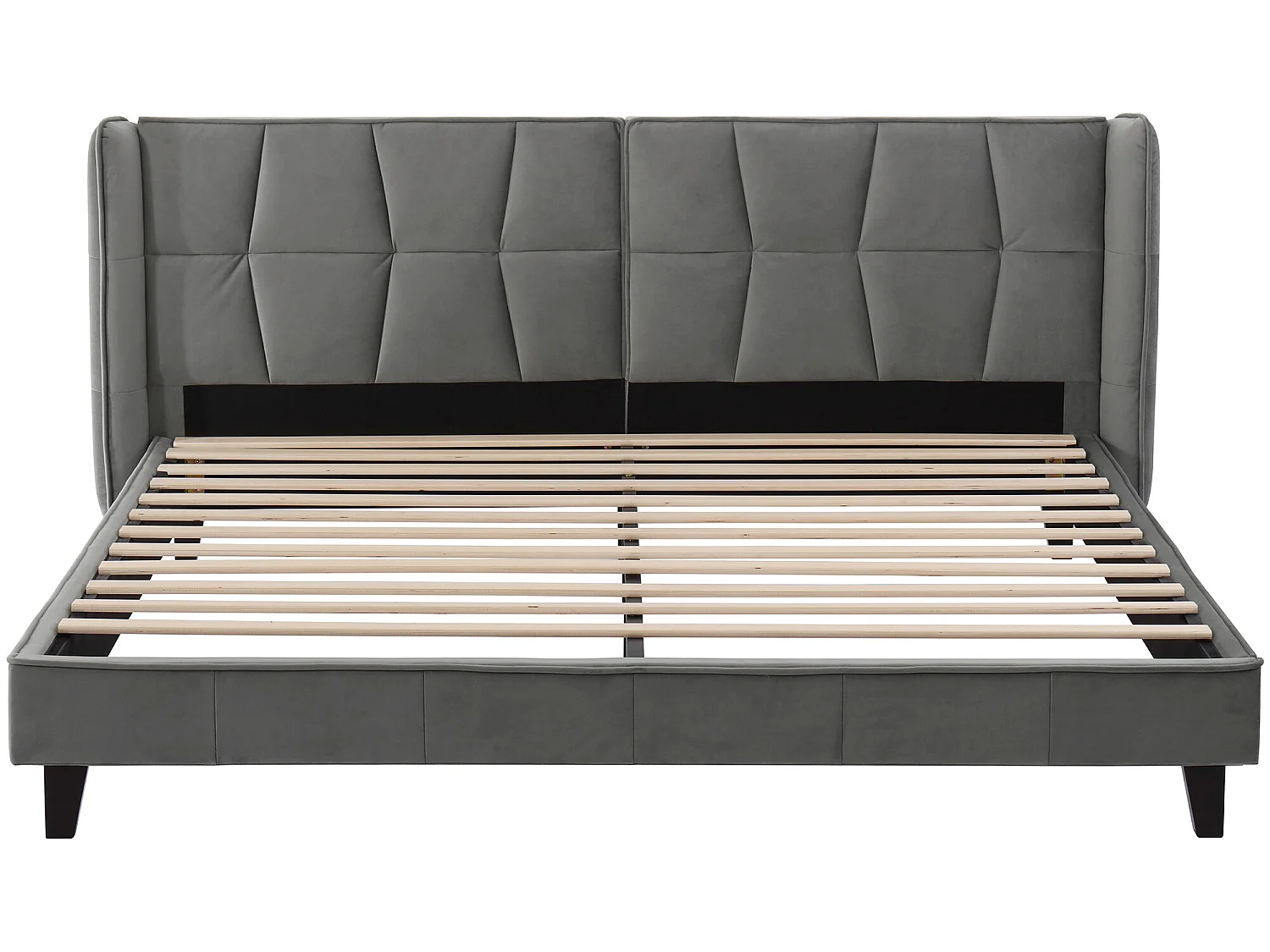 Lit adulte Lit rembourré 180 x 200 - velours, gris - Sweiko