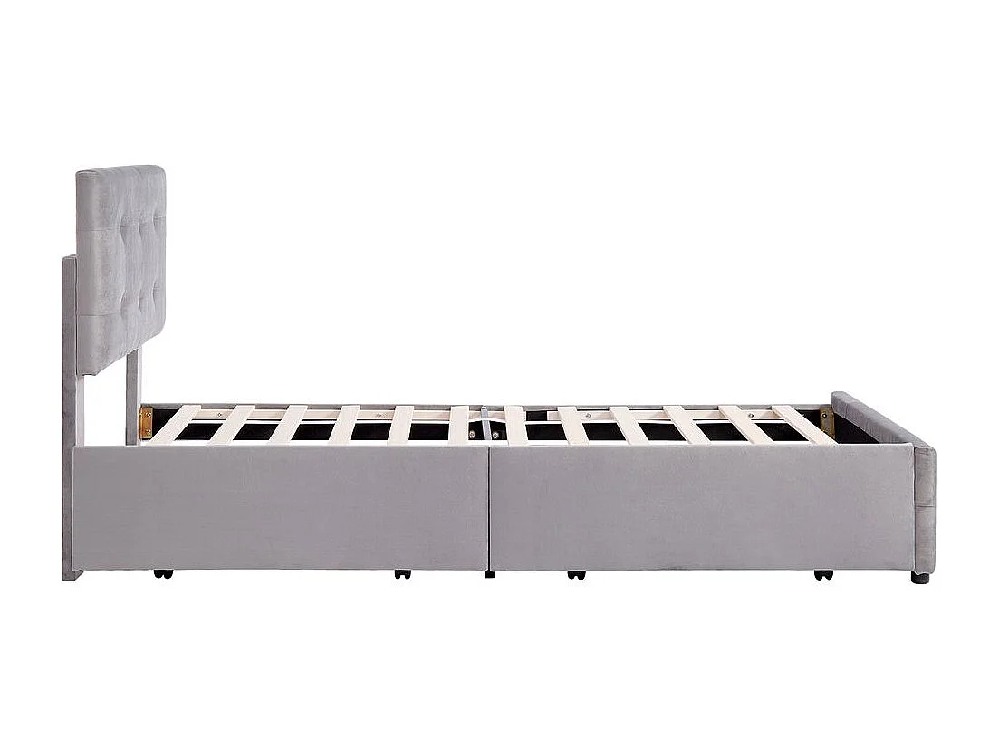Lit avec tiroirs - 90x200 cm, lit simple Gris (matelas non inclus) - Sweiko