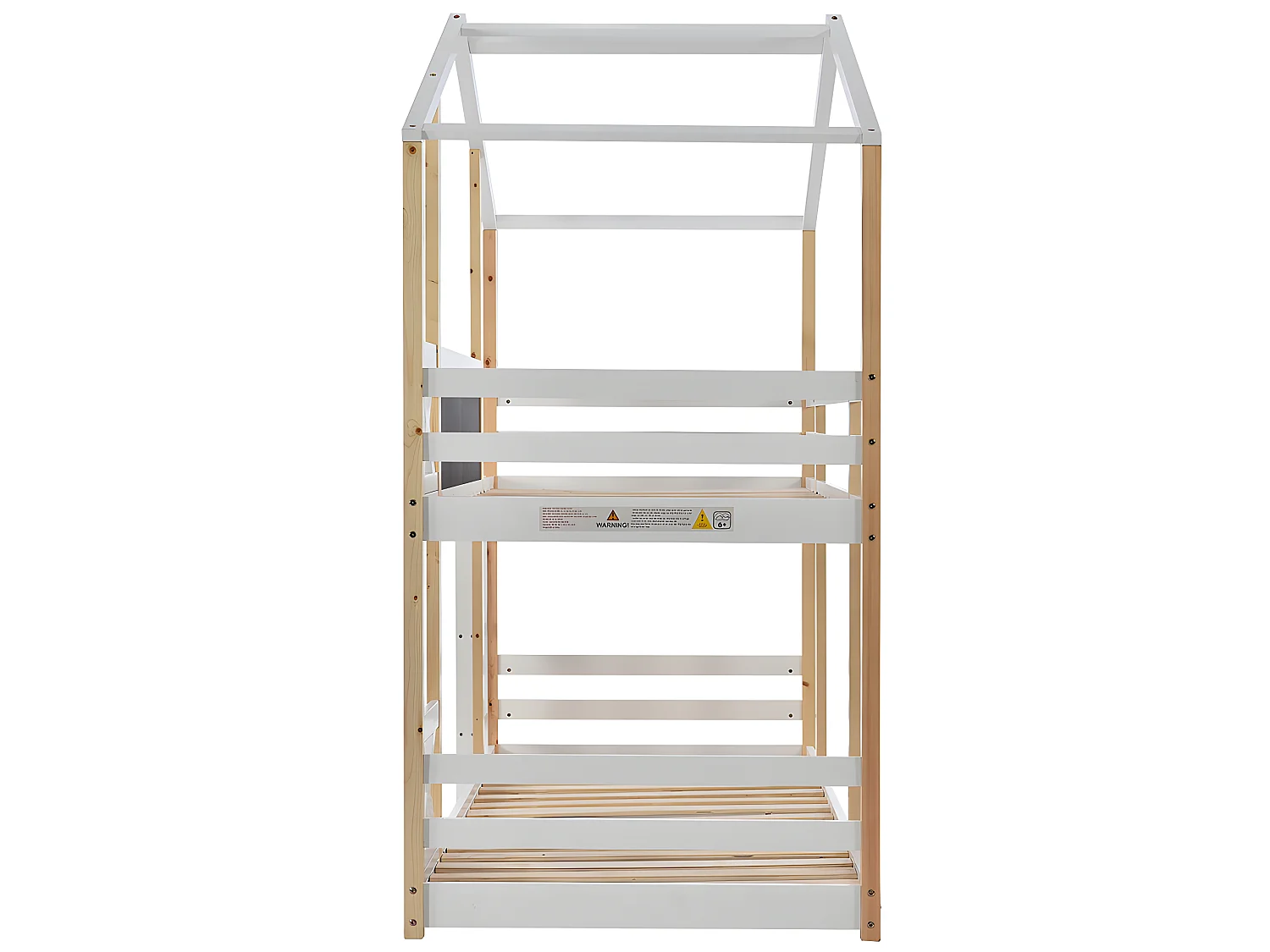 Lit en mezzanine - échelle - 90x200cm - pin massif - Blanc - Sweiko