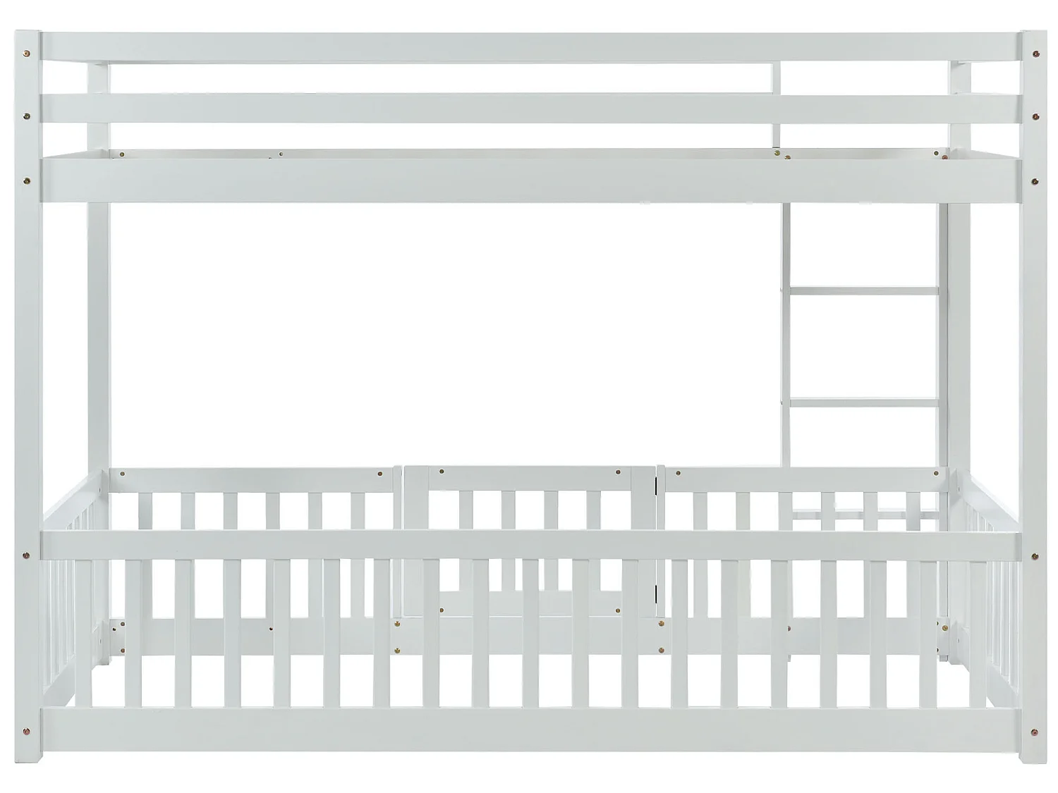 Lit superposé cabane en bois - échelle - sommier à lattes - 90x200cm - blanc - Sweiko