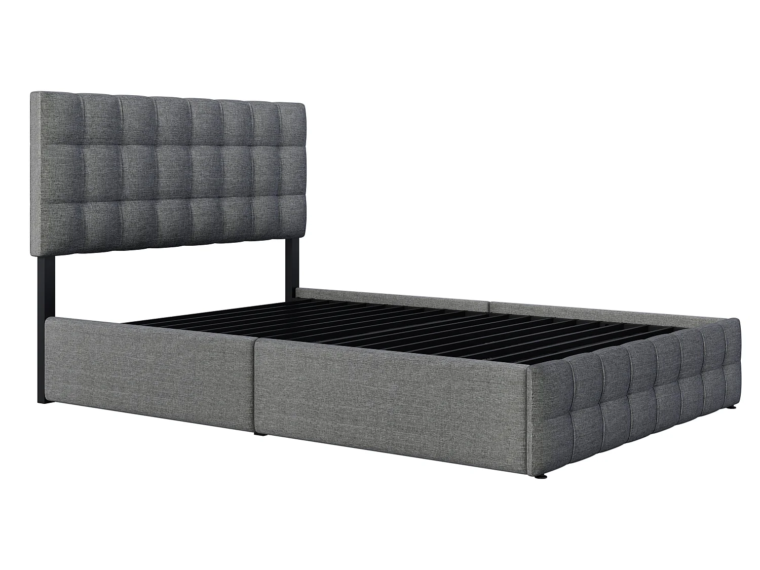 Lit avec 4 tiroirs Lit de rangement - gris 140x200 cm - Sweiko