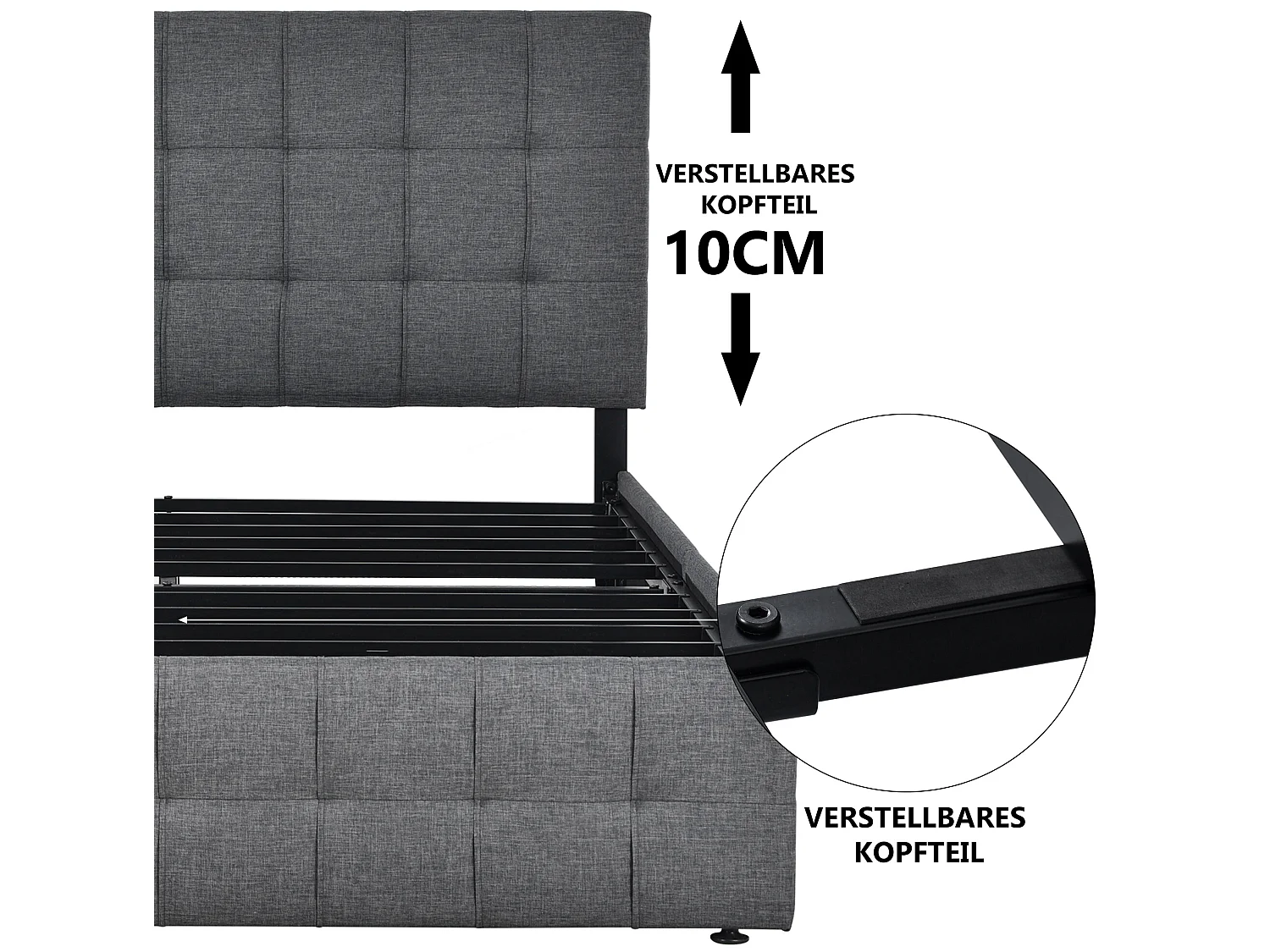 Lit avec 4 tiroirs Lit de rangement - gris 140x200 cm - Sweiko