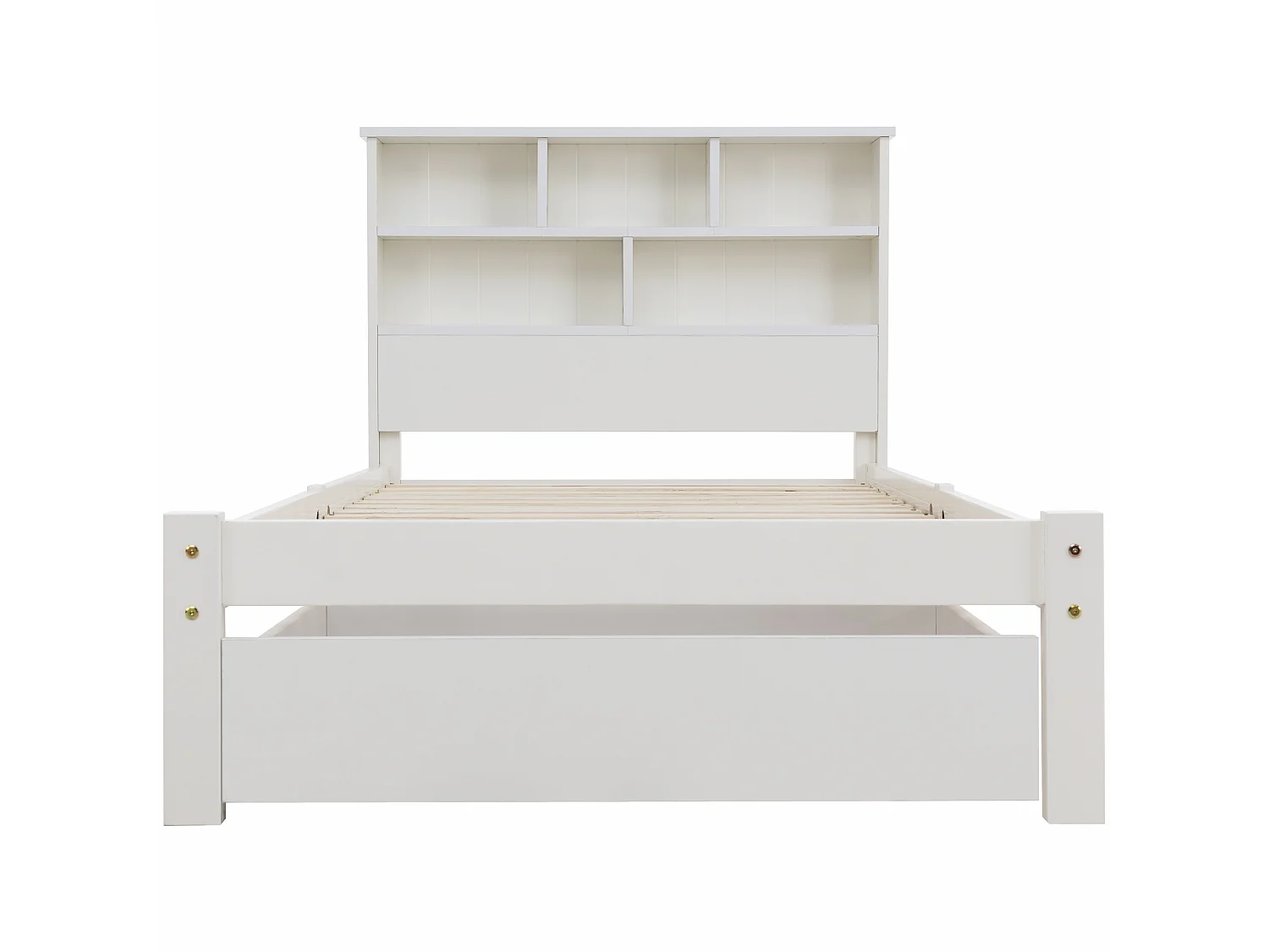 Lit avec tiroirs - bibliothèque Junior - 90x200cm blanc - Sweiko