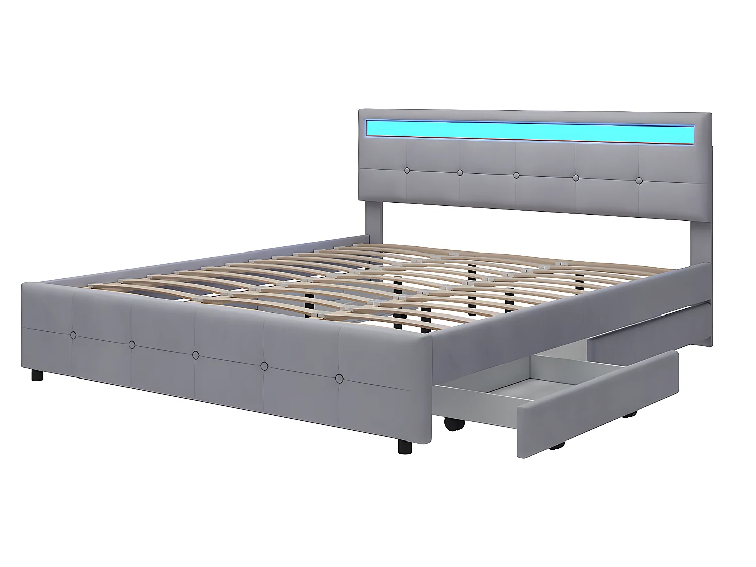 Lit avec tiroirs 180 x 200 cm, Lit double avec 4 tiroirs - Gris velours - Sweiko