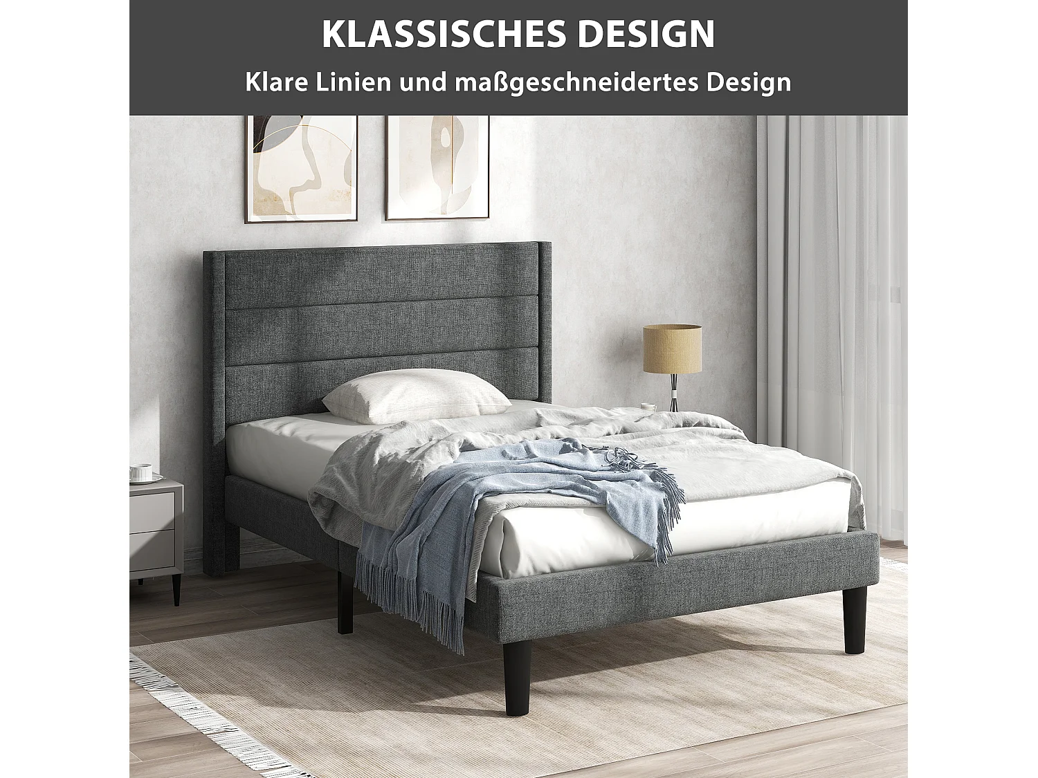 Lit adulte Lit rembourré cadre de lit - 90 x 200 cm - Sweiko