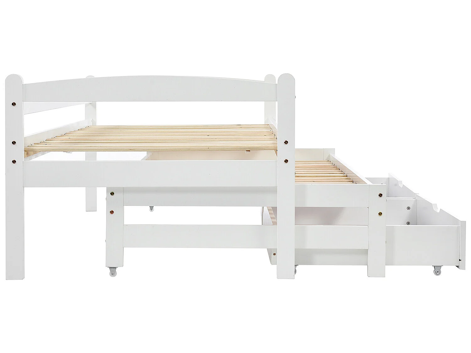Lit gigogne avec 2 tiroirs - sommier à lattes - 140x200cm - blanc - Sweiko