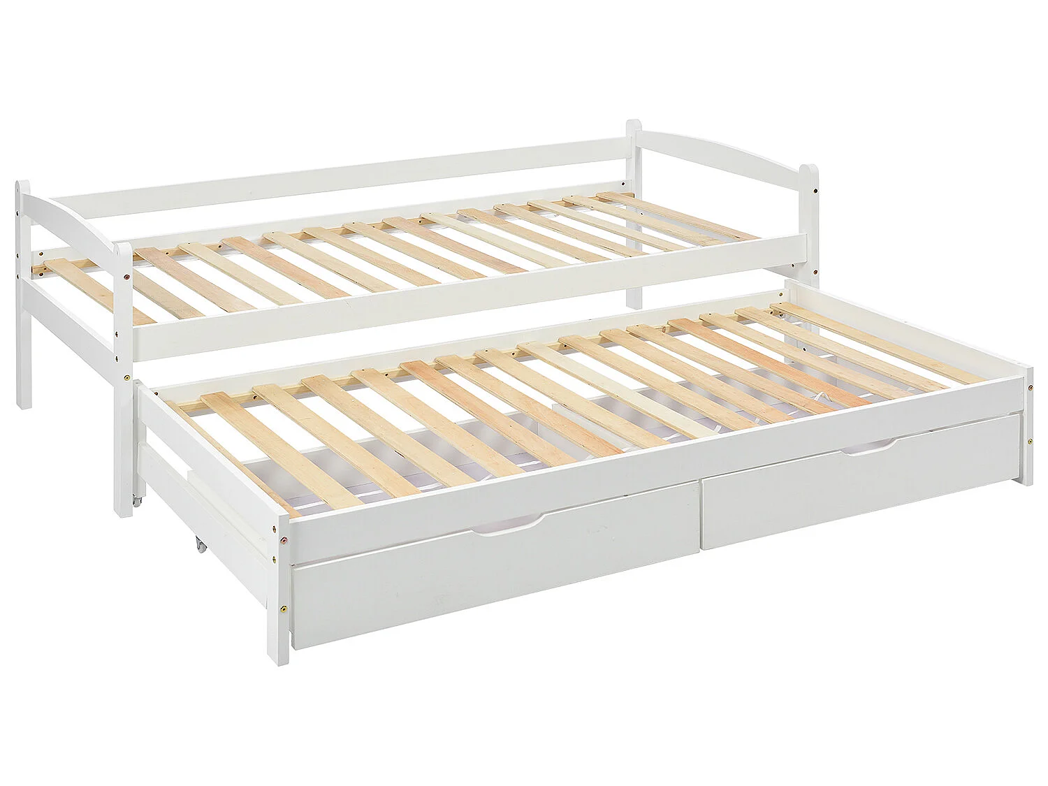 Lit gigogne avec 2 tiroirs - sommier à lattes - 140x200cm - blanc - Sweiko