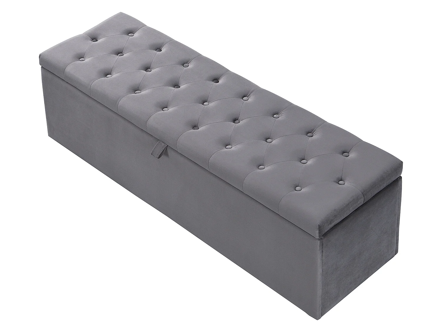 Tabouret de lit Banc rembourré Banc avec espace de rangement Velours gris