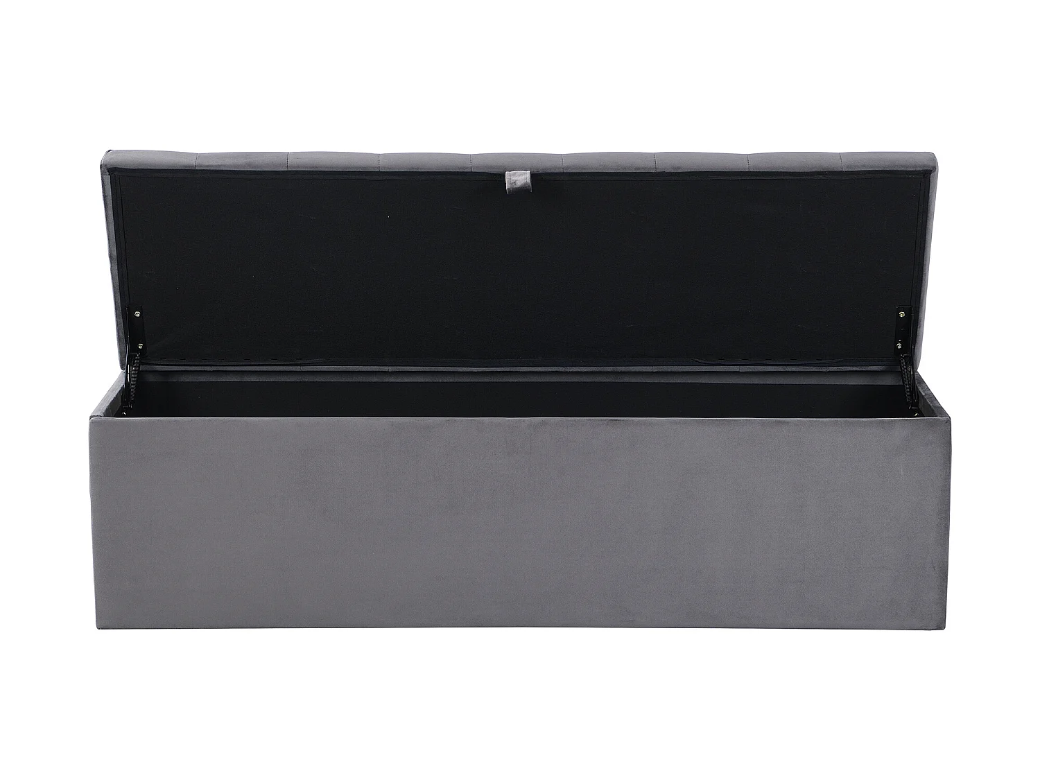 Tabouret de lit Banc rembourré Banc avec espace de rangement Velours gris