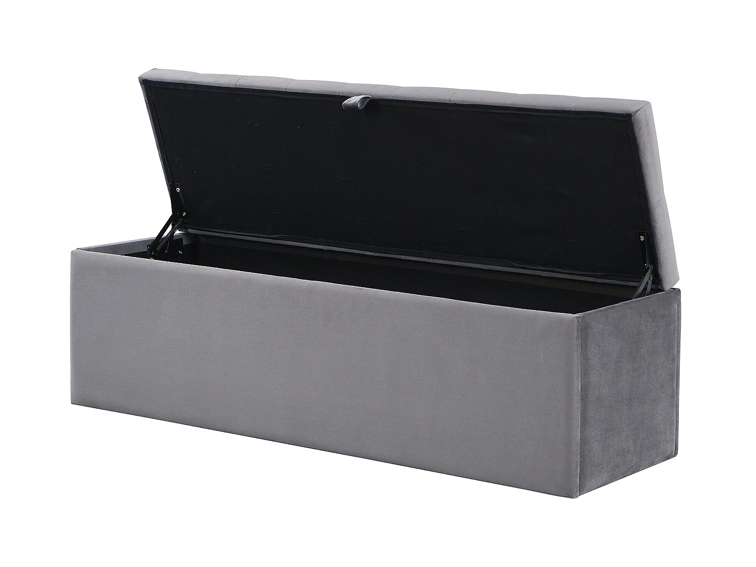 Tabouret de lit Banc rembourré Banc avec espace de rangement Velours gris