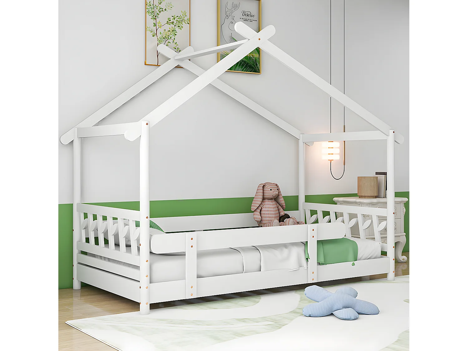 Lit gigogne - 90x190cm - blanc - Sweiko