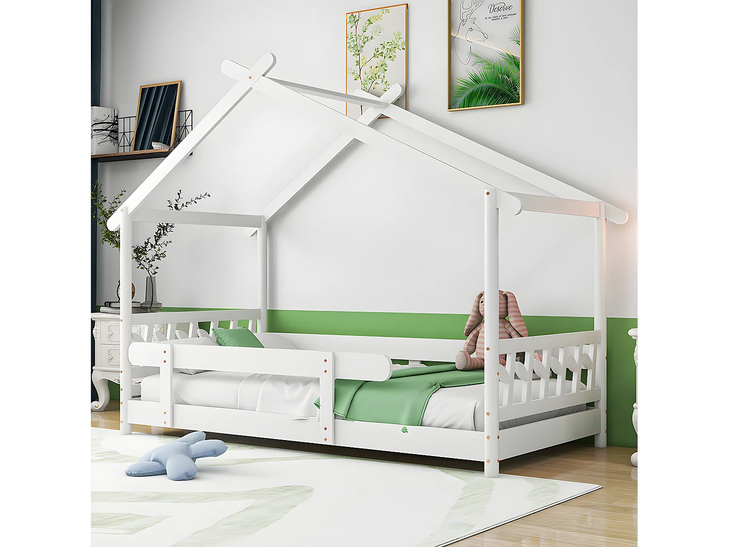 Lit gigogne - 90x190cm - blanc - Sweiko