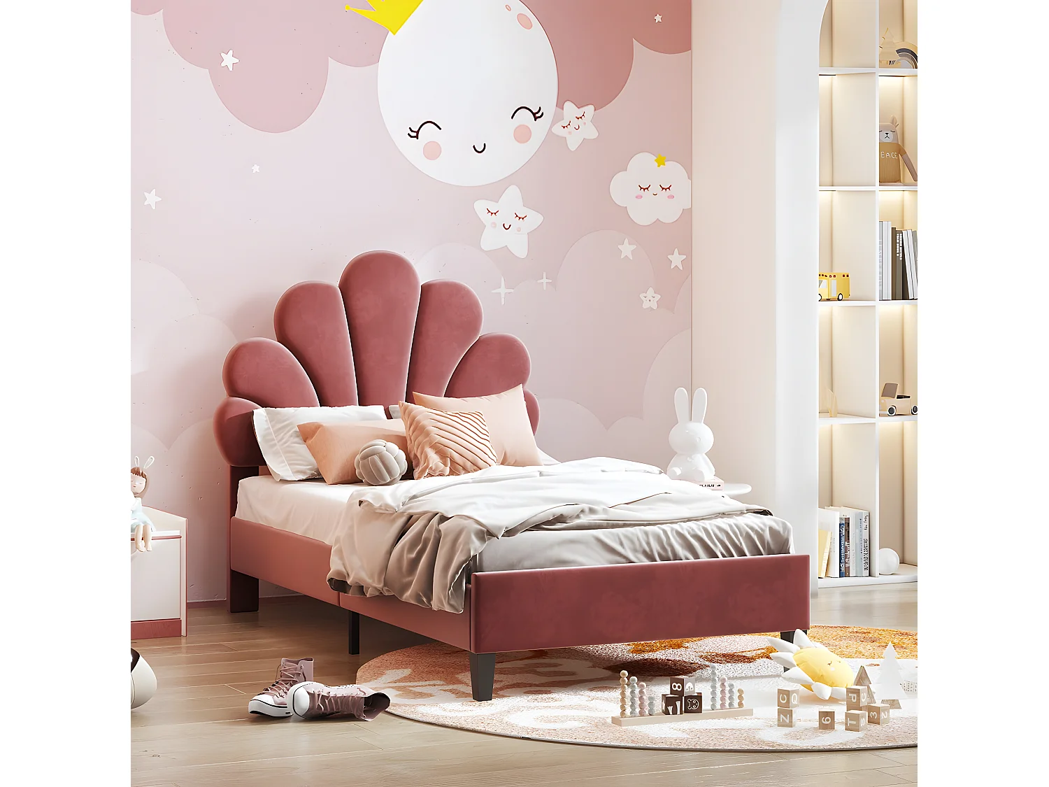 Lit adulte Lit rembourré cadre de lit avec sommier à lattes & tête de lit, 140 x 200 cm - Sweiko