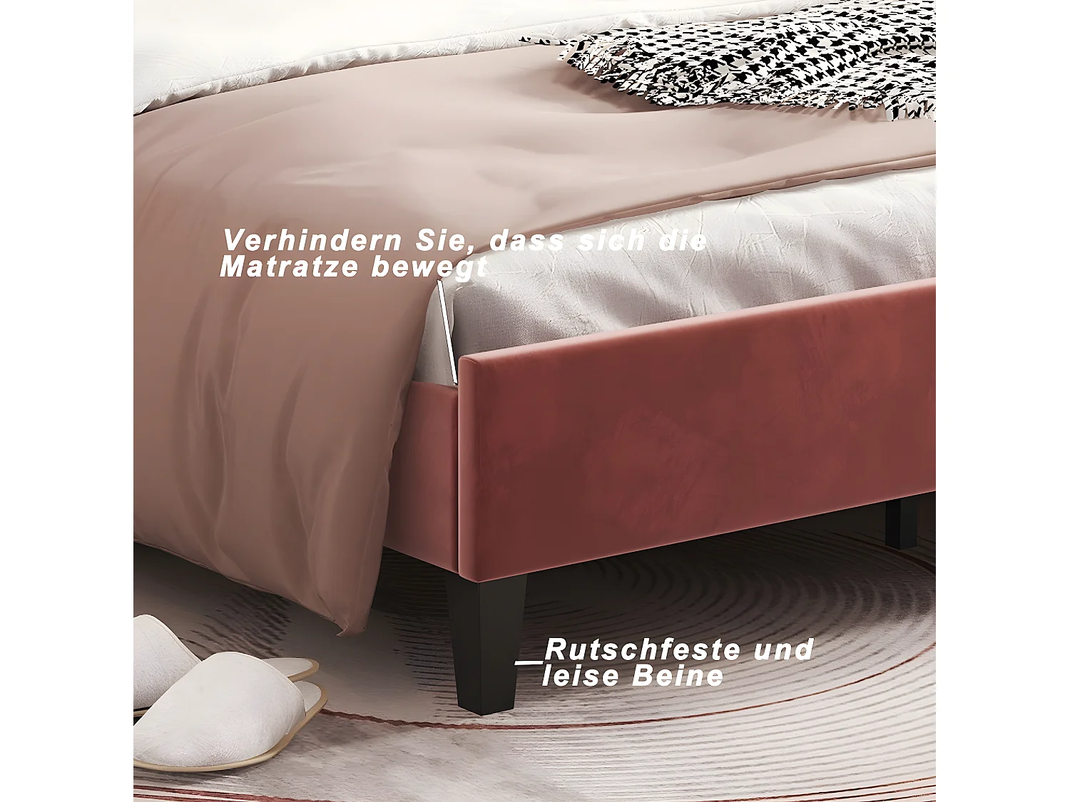 Lit adulte Lit rembourré cadre de lit avec sommier à lattes & tête de lit, 140 x 200 cm - Sweiko