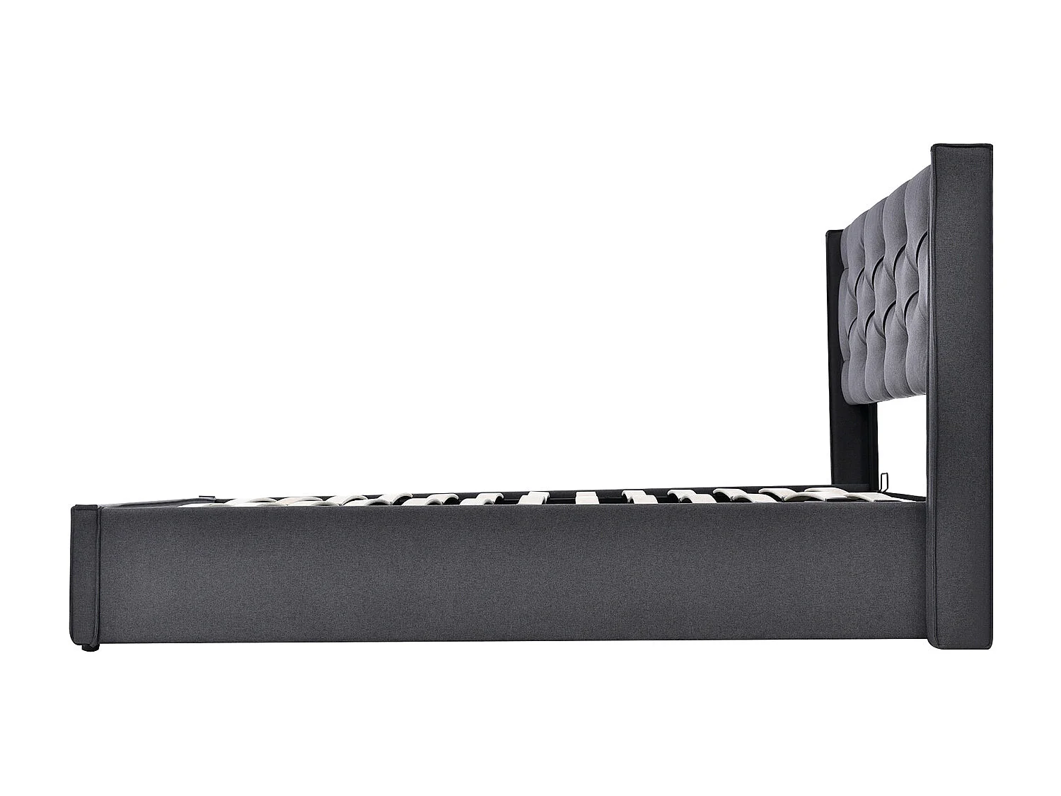 Lit avec tête de lit rangements - 160 x 200 cm - cadre métallique - Gris - Sweiko