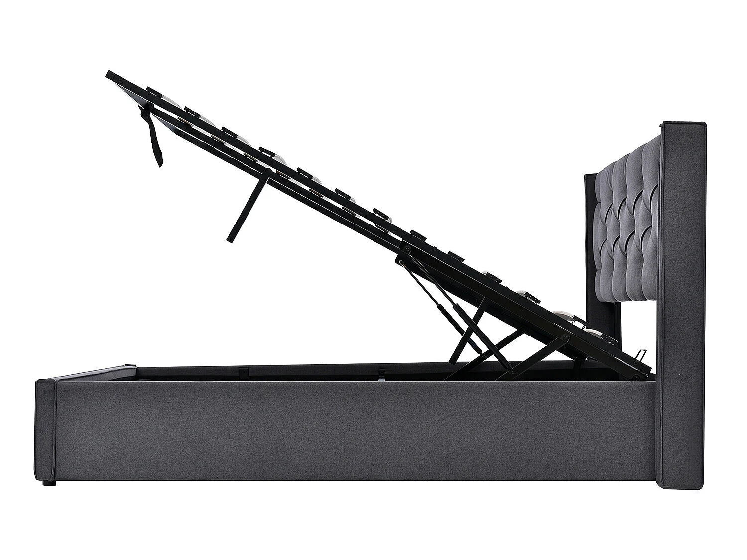 Lit avec tête de lit rangements - 160 x 200 cm - cadre métallique - Gris - Sweiko