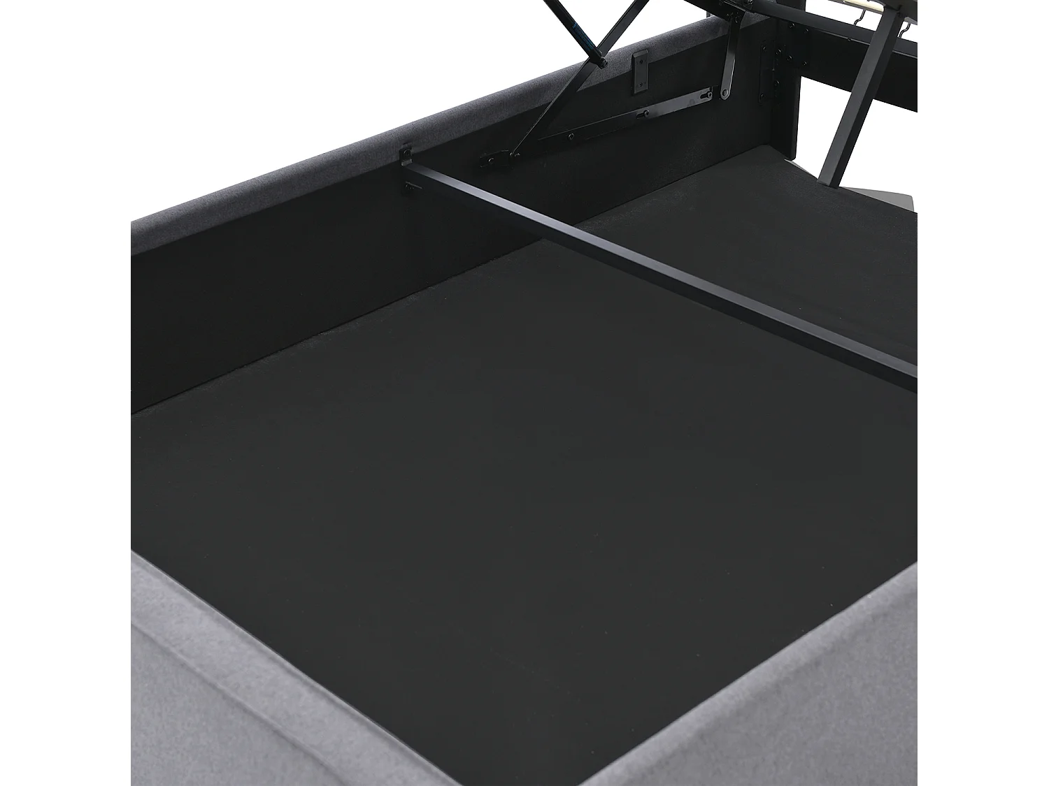 Lit avec tête de lit rangements - 160 x 200 cm - cadre métallique - Gris - Sweiko