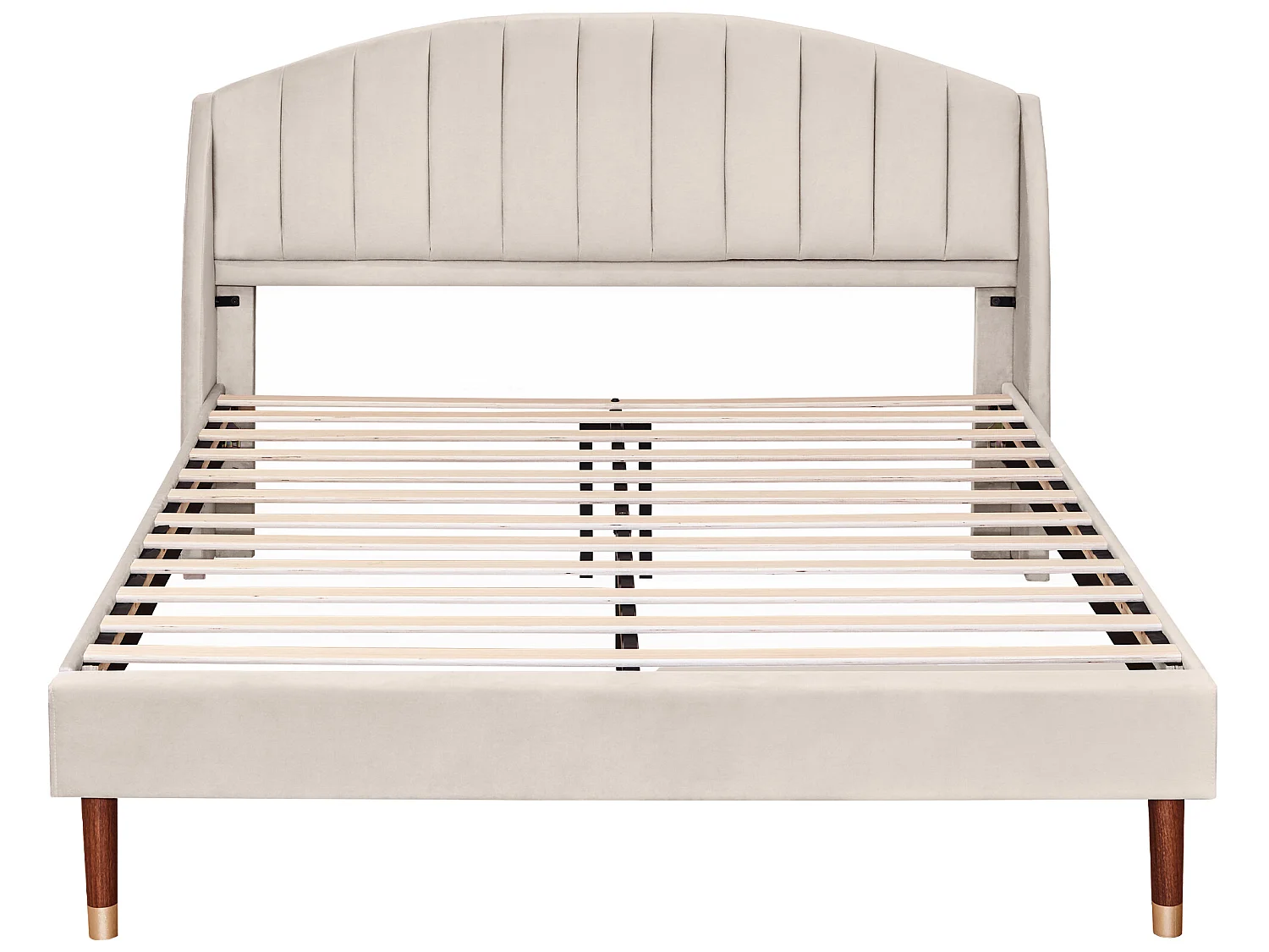 Lit adulte Lit capitonné 140x200 cm avec sommier à lattes - beige - Sweiko