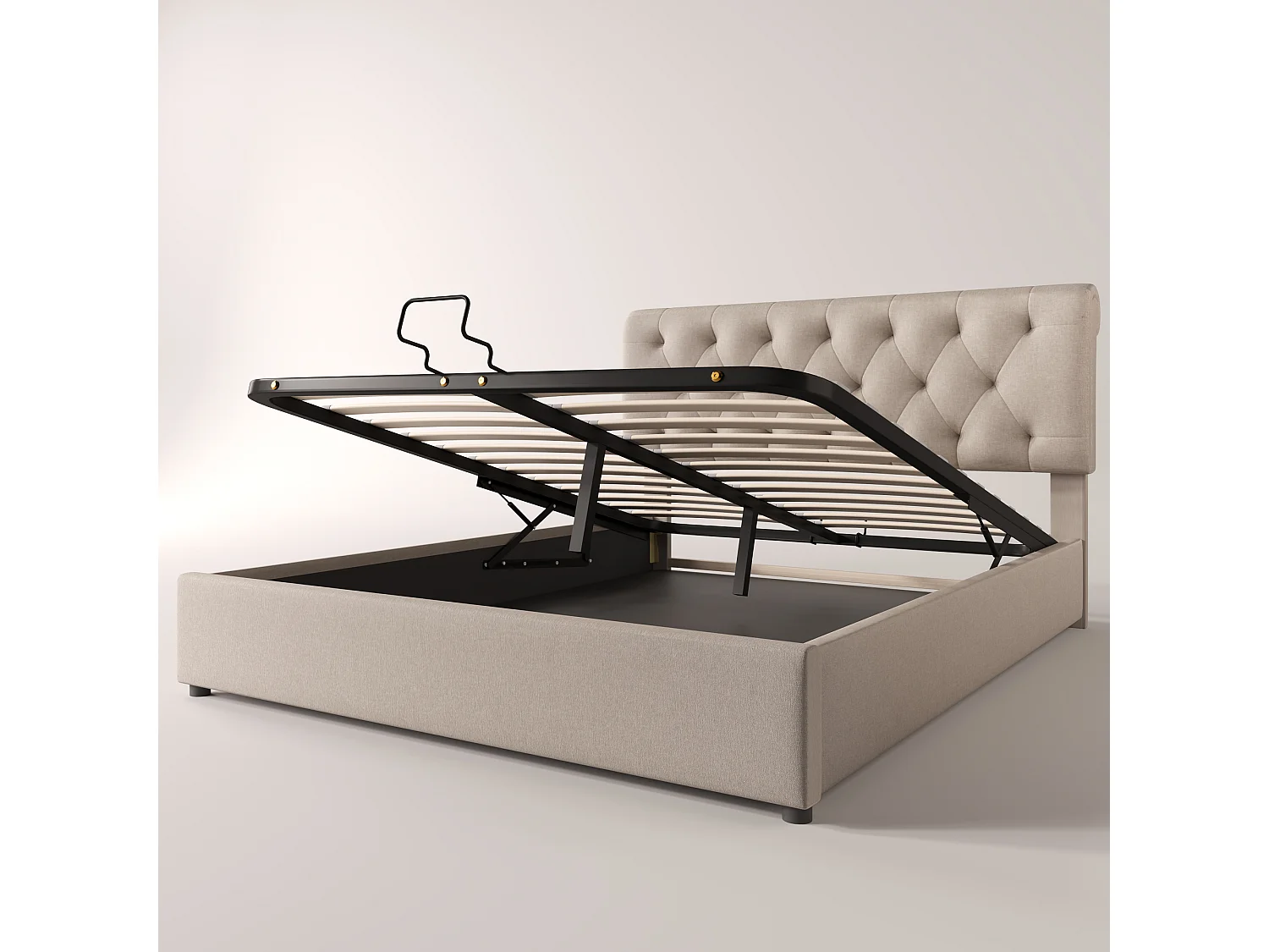 Lit adulte Lit double avec sommier, tête de lit confortable et réglable 160x200 cm