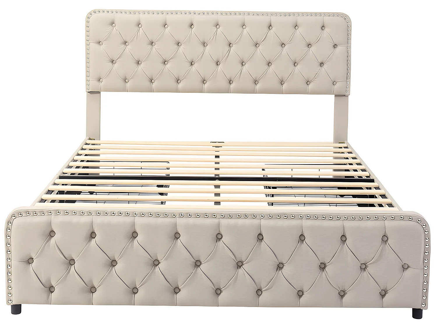 Lit avec 4 tiroirs - 140 x 200 cm - Beige - Sweiko