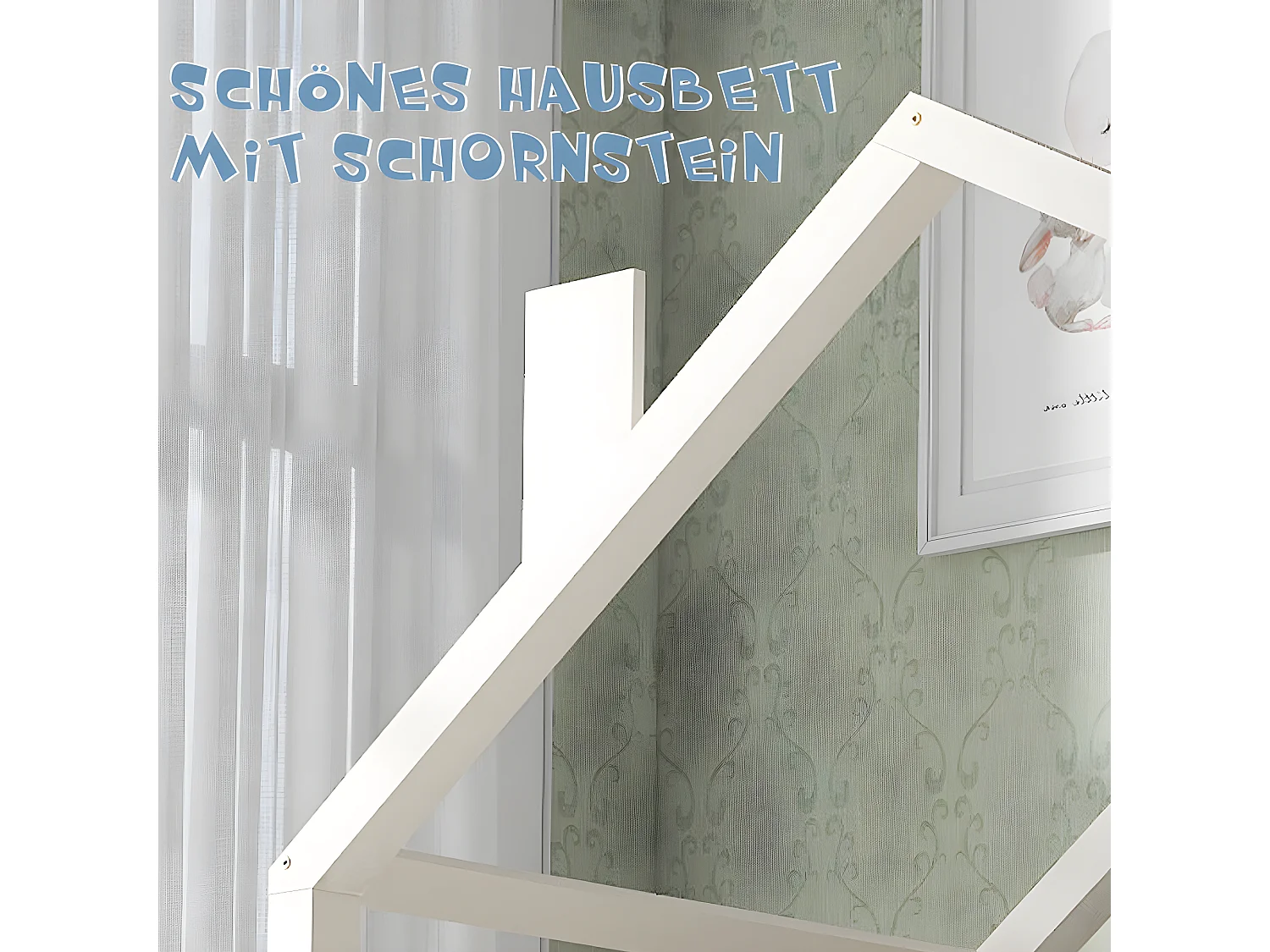 Lit mezzanine cabane avec escalier de rangement - 3 tiroirs - 90x200cm - bois massif - blanc - Sweiko