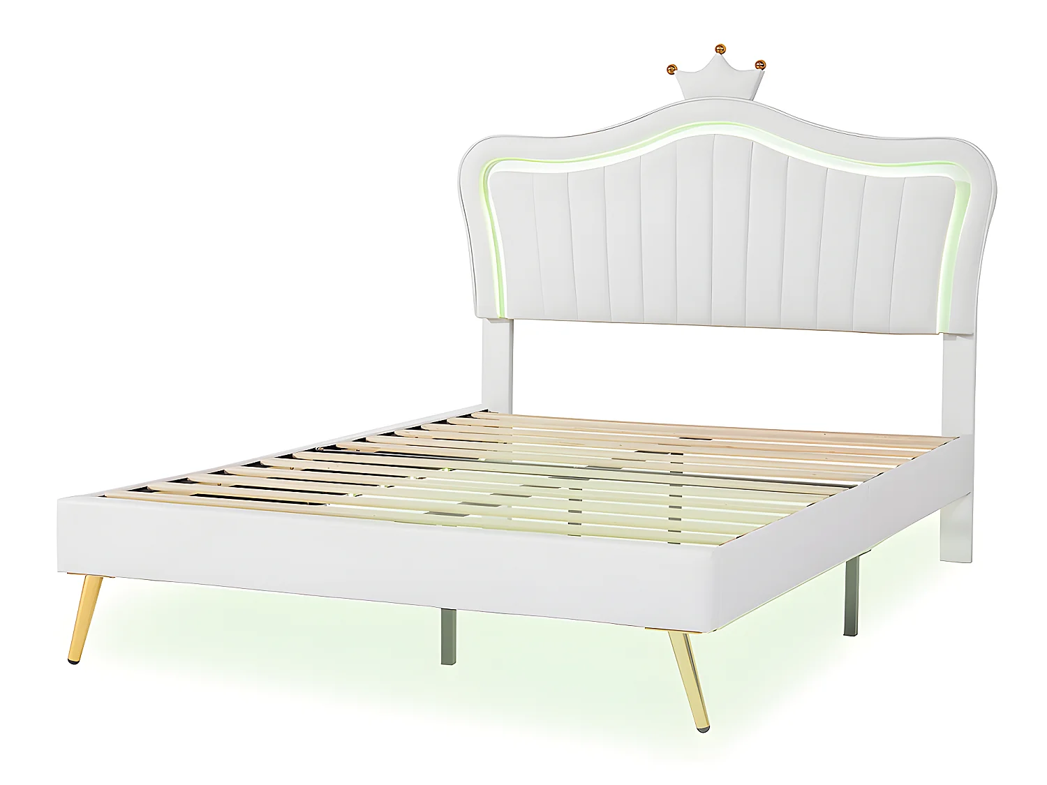 Lit LED avec tête de lit - 140 x 200 cm - Blanc - Sweiko