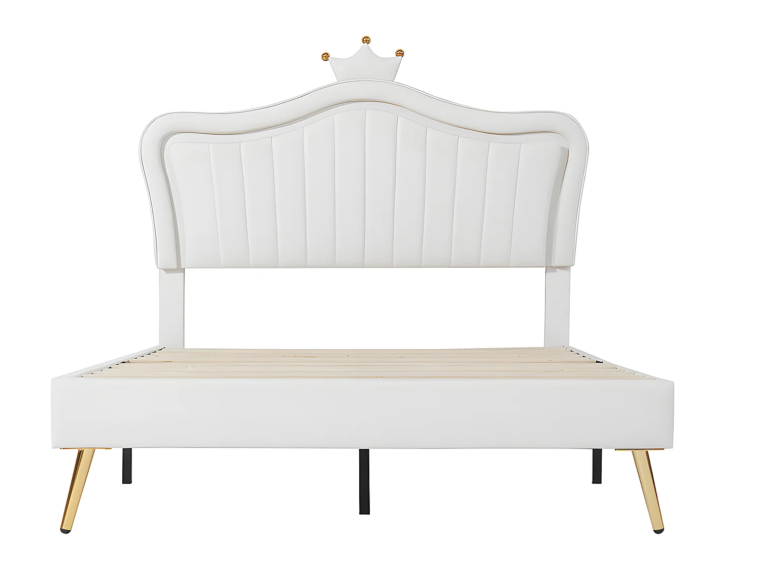 Lit LED avec tête de lit - 140 x 200 cm - Blanc - Sweiko