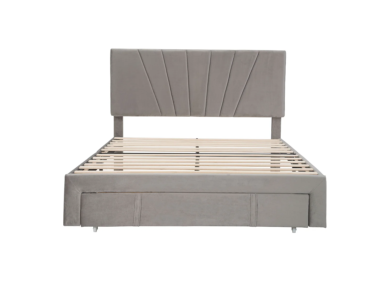 Lit ave grand tiroir Sommier Facile à Monter Gris 140x200 cm - Sweiko