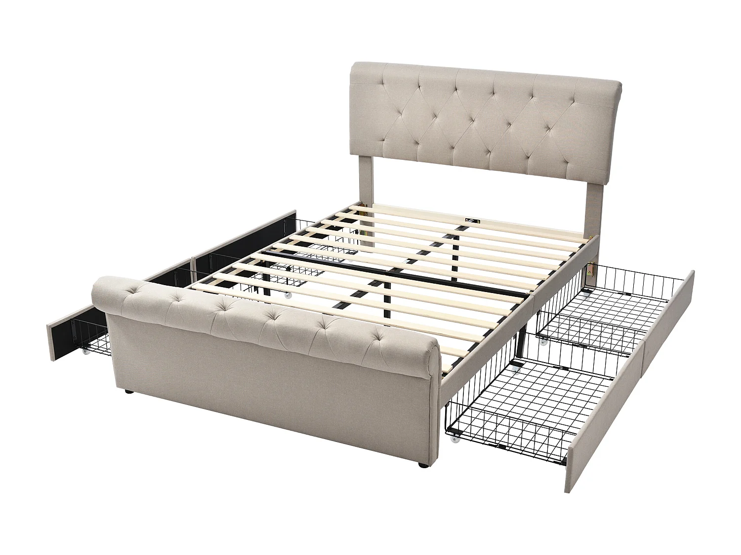 Lit avec tiroirs - Lit fonctionnel de rangement Cadre de lit - 140x200 cm - Sweiko