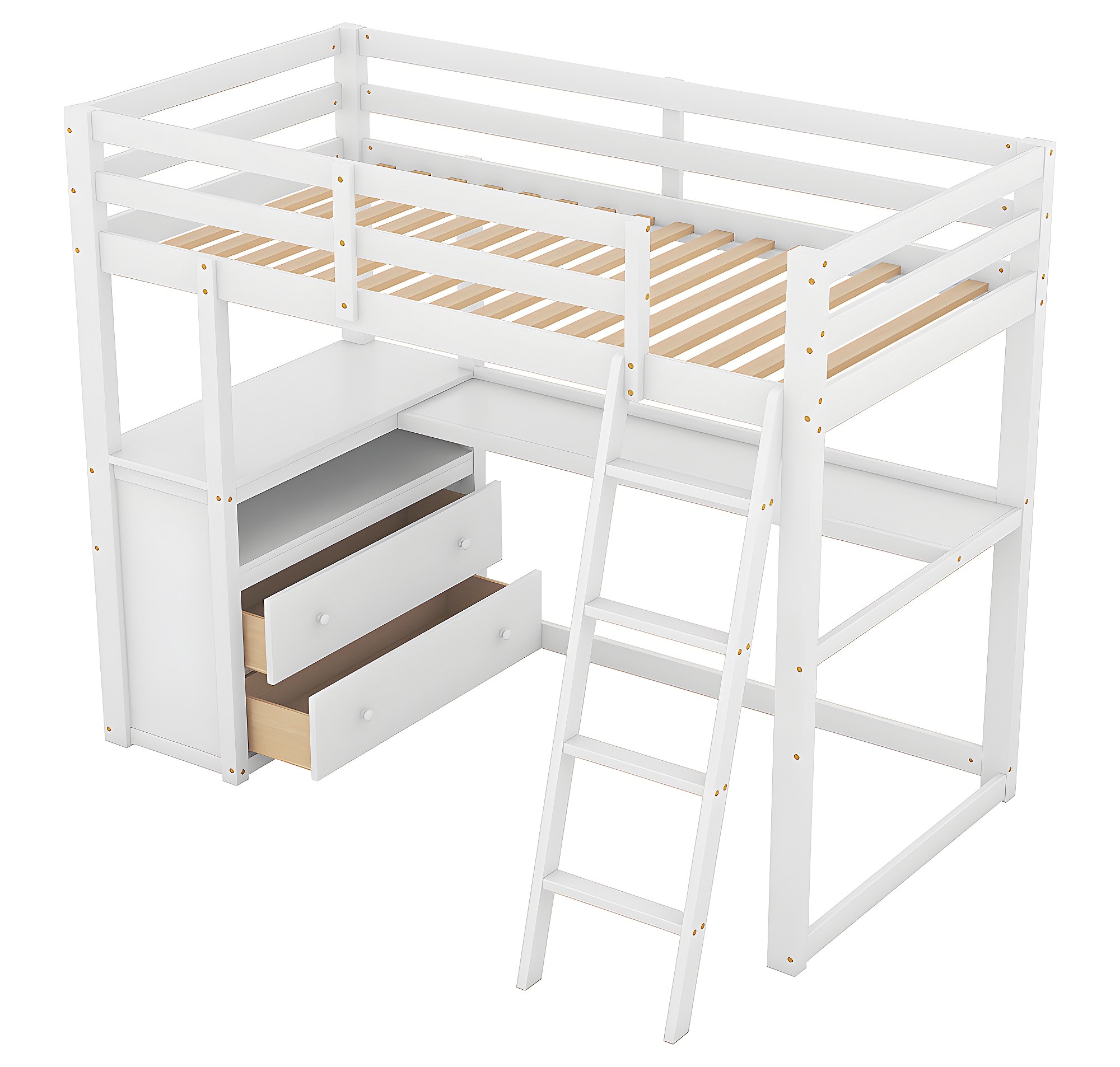 Lit Maison Enfant 90x200 Cm Blanc - Cadre De Lit En Bois Avec Protection Anti-chute Et Sommier à Lattes, Sans Matelas
