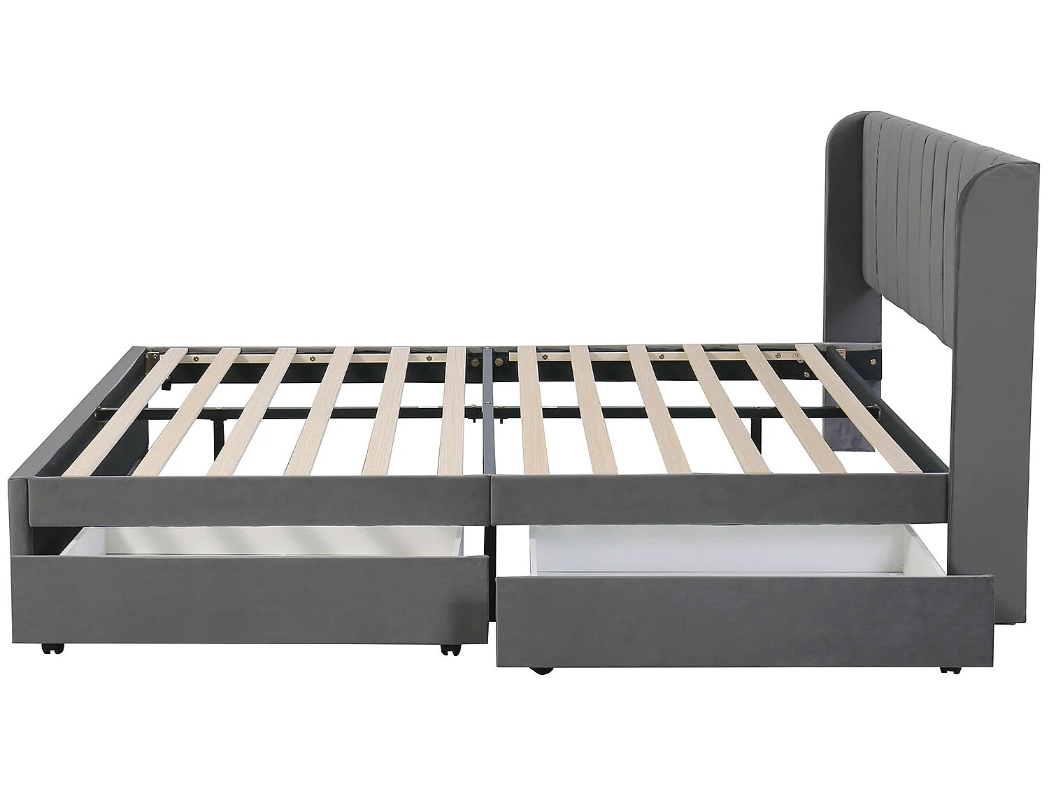 Lit avec 2 tiroirs - Gris - 180 x 200 cm - Sweiko