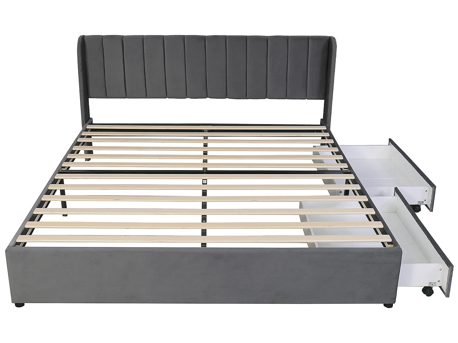 Lit avec 2 tiroirs - Gris - 180 x 200 cm - Sweiko