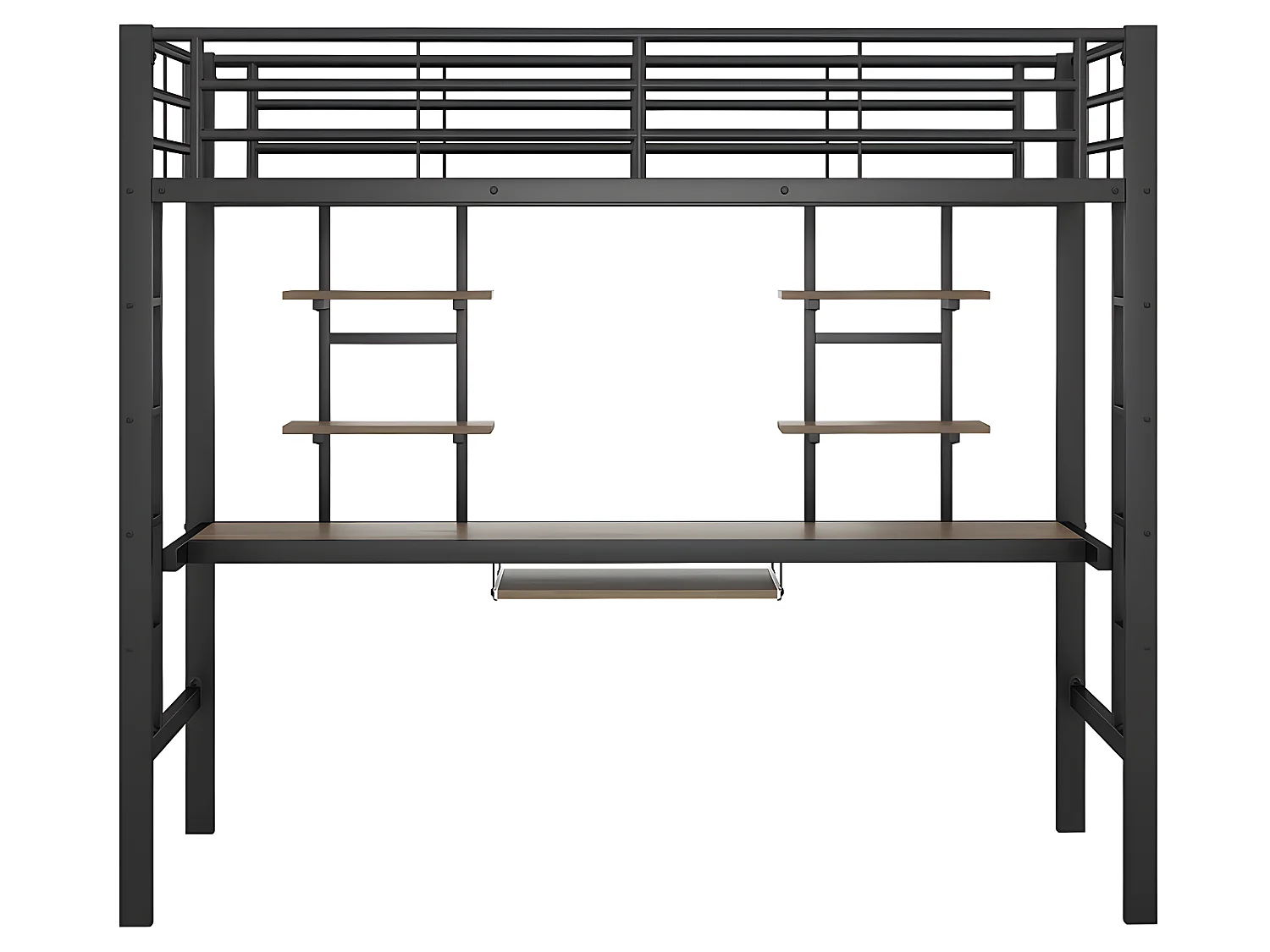 Lit mezzanine - 90 x 200 cm - plateforme bureau - Noir - Sweiko