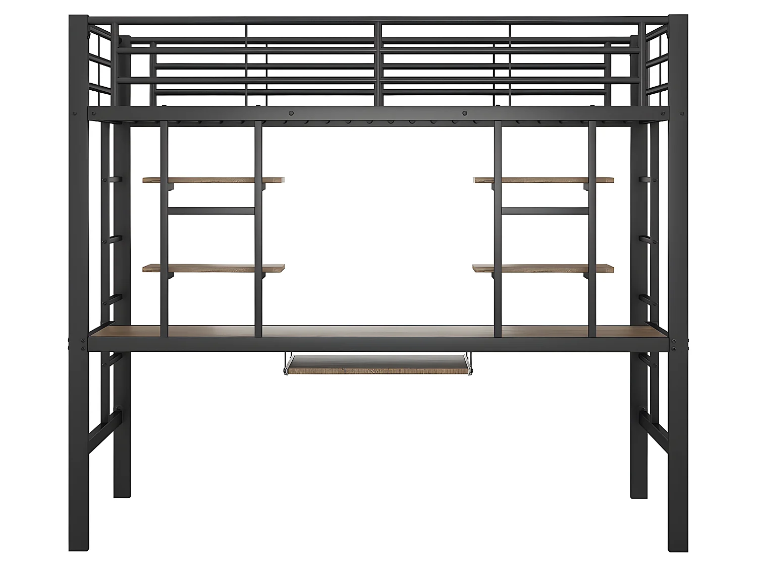 Lit mezzanine - 90 x 200 cm - plateforme bureau - Noir - Sweiko