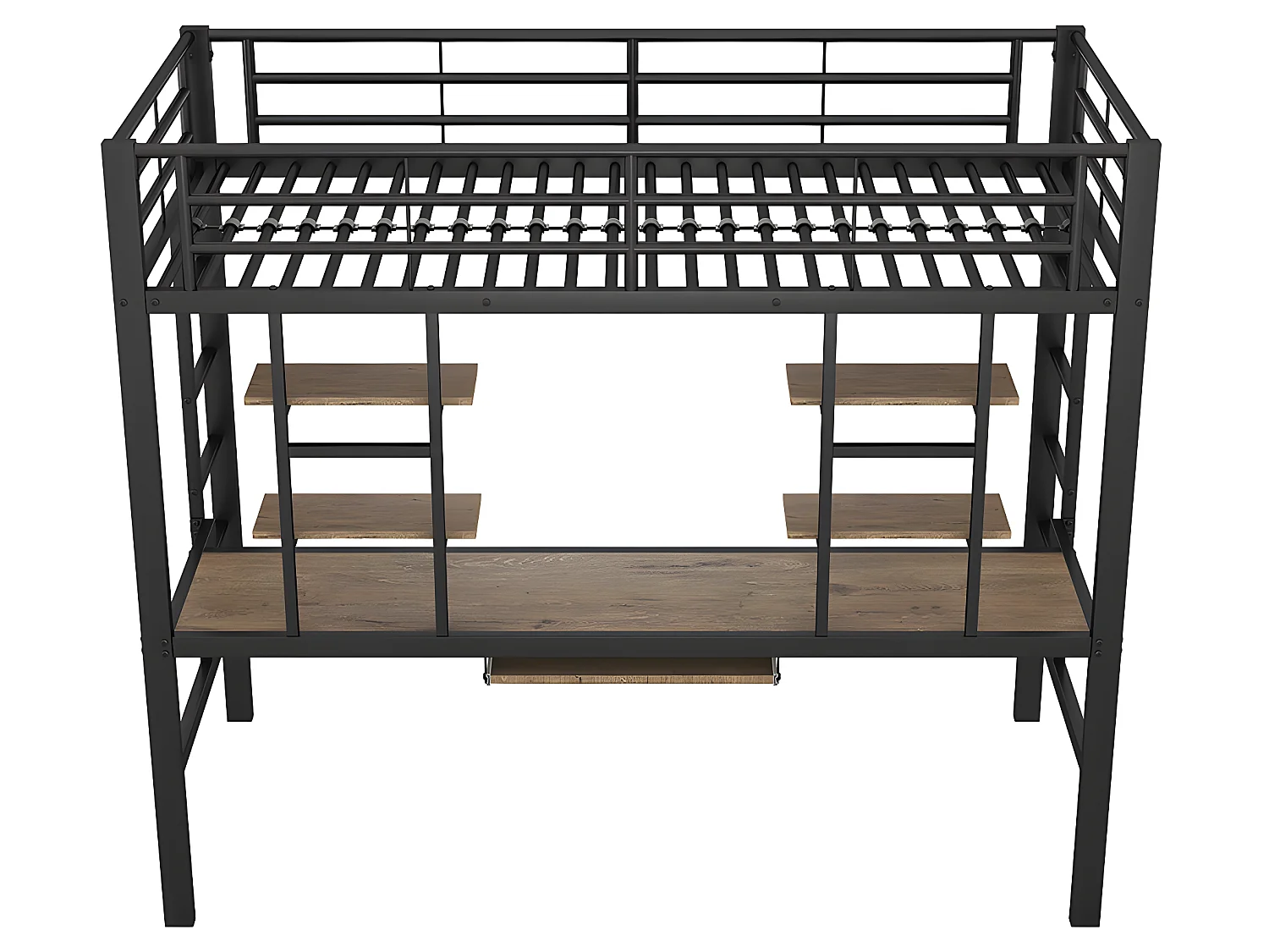 Lit mezzanine - 90 x 200 cm - plateforme bureau - Noir - Sweiko