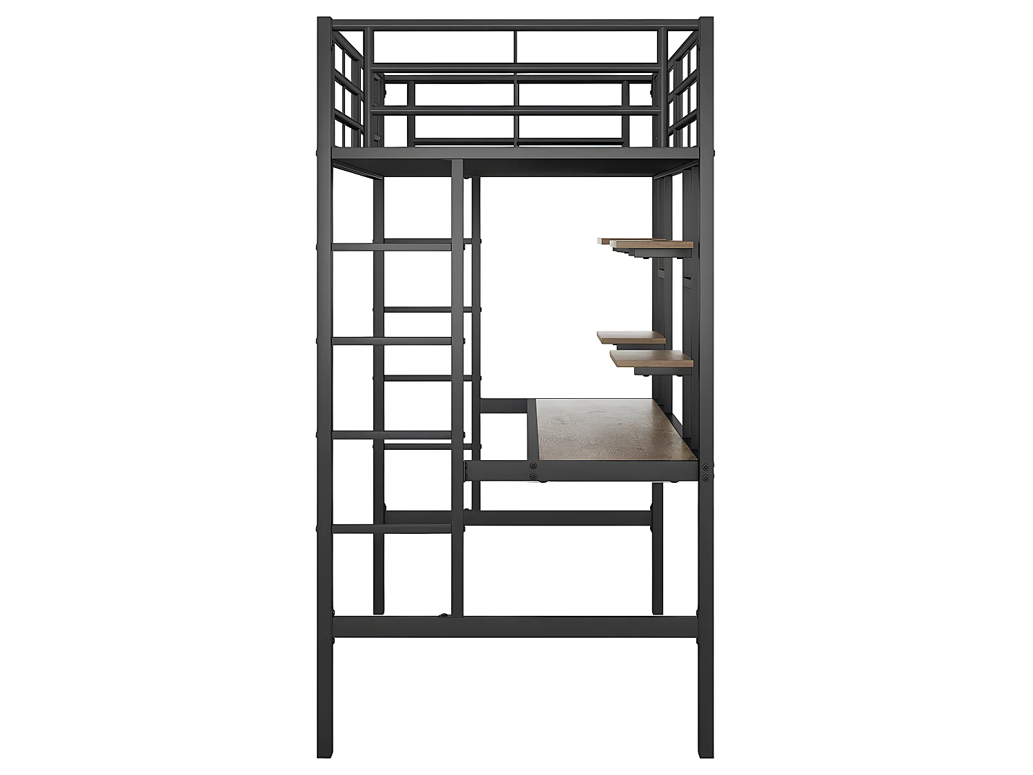 Lit mezzanine - 90 x 200 cm - plateforme bureau - Noir - Sweiko