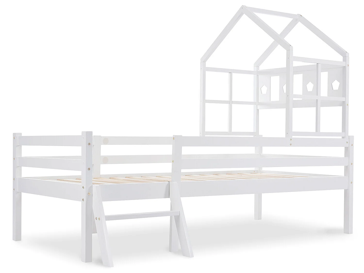 lit gigogne avec tiroirs - 90 x 200 cm - sommier à lattes - Blanc - Sweiko