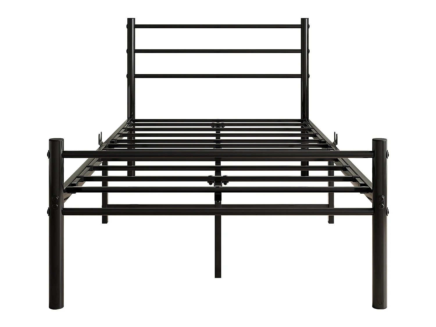 Lit adulte Lit simple Lit métal -  noir 90 x 200 cm - Sweiko