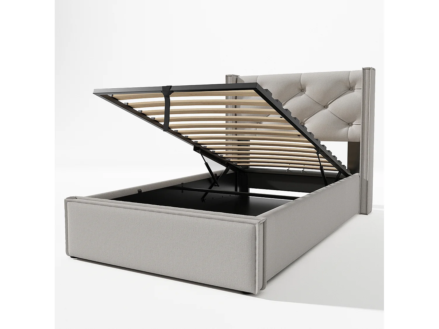 Lit avec tête de lit capitonnée - 90 x 200 cm - cadre métallique- Gris - Sweiko