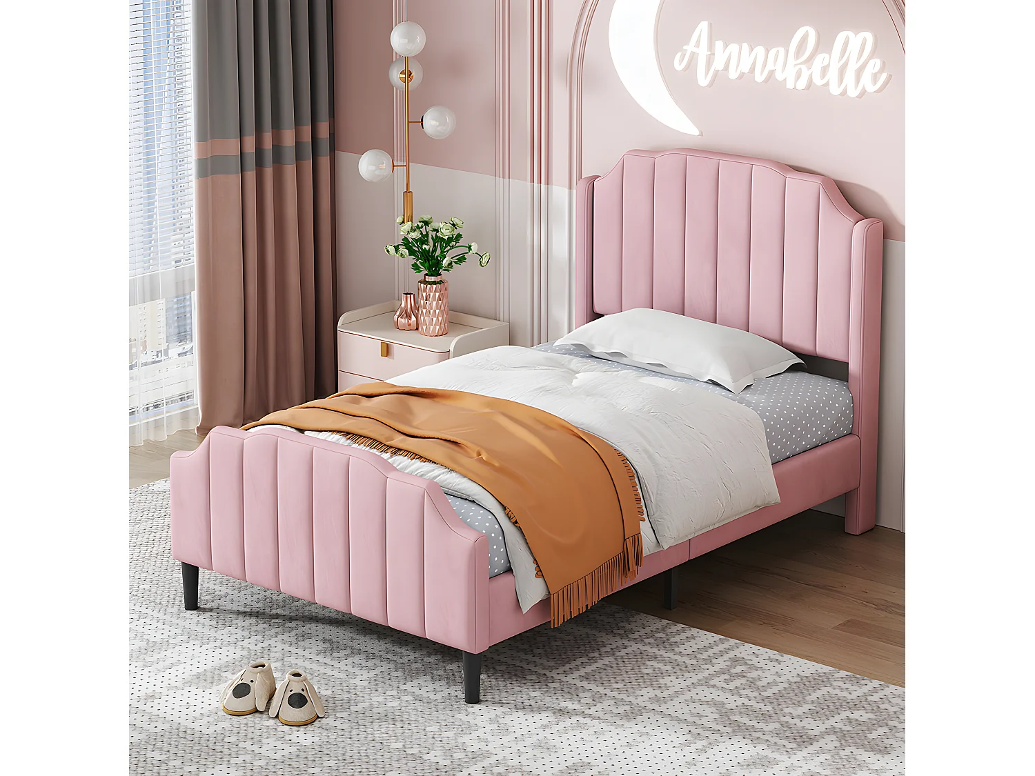 Lit cabane Lit capitonné Lit 90 x 200 cm cadre de lit pour enfant - rose - Sweiko